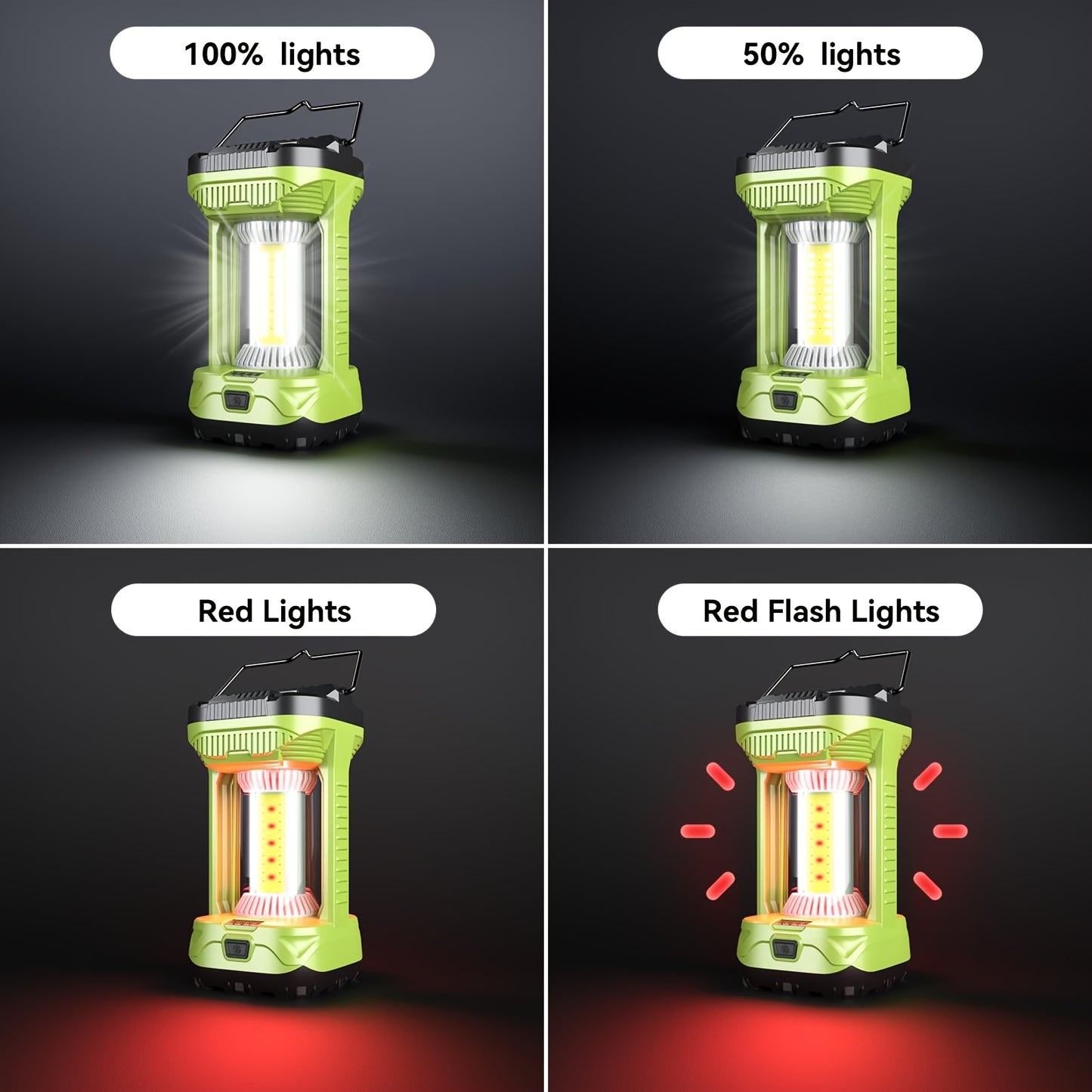 Rechargeable Camping Lantern - 1000LM Ultra Bright LED, 4000Mah Battery, 4 Modes & Emergency Light, 360° Illumination for Power Outages, Hiking, Tent, Portable with Hanging Hook