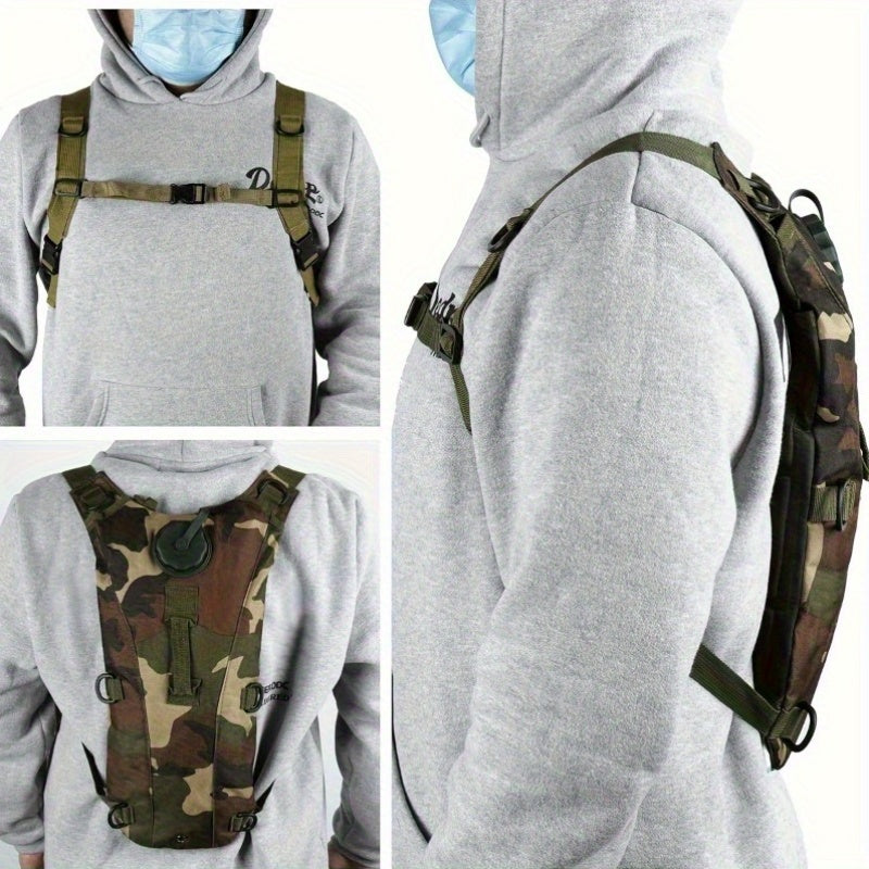101, 44oz Camouflage Waterbag Backpack - Lightweight Adjustable Shoulder Strap, Multi-Pocket Design, Ergonomic Running & Hiking Backpack, Durable Rugged Breathable Water Bag for Outdoor Sports, Green, Hiking Gear, Camouflage