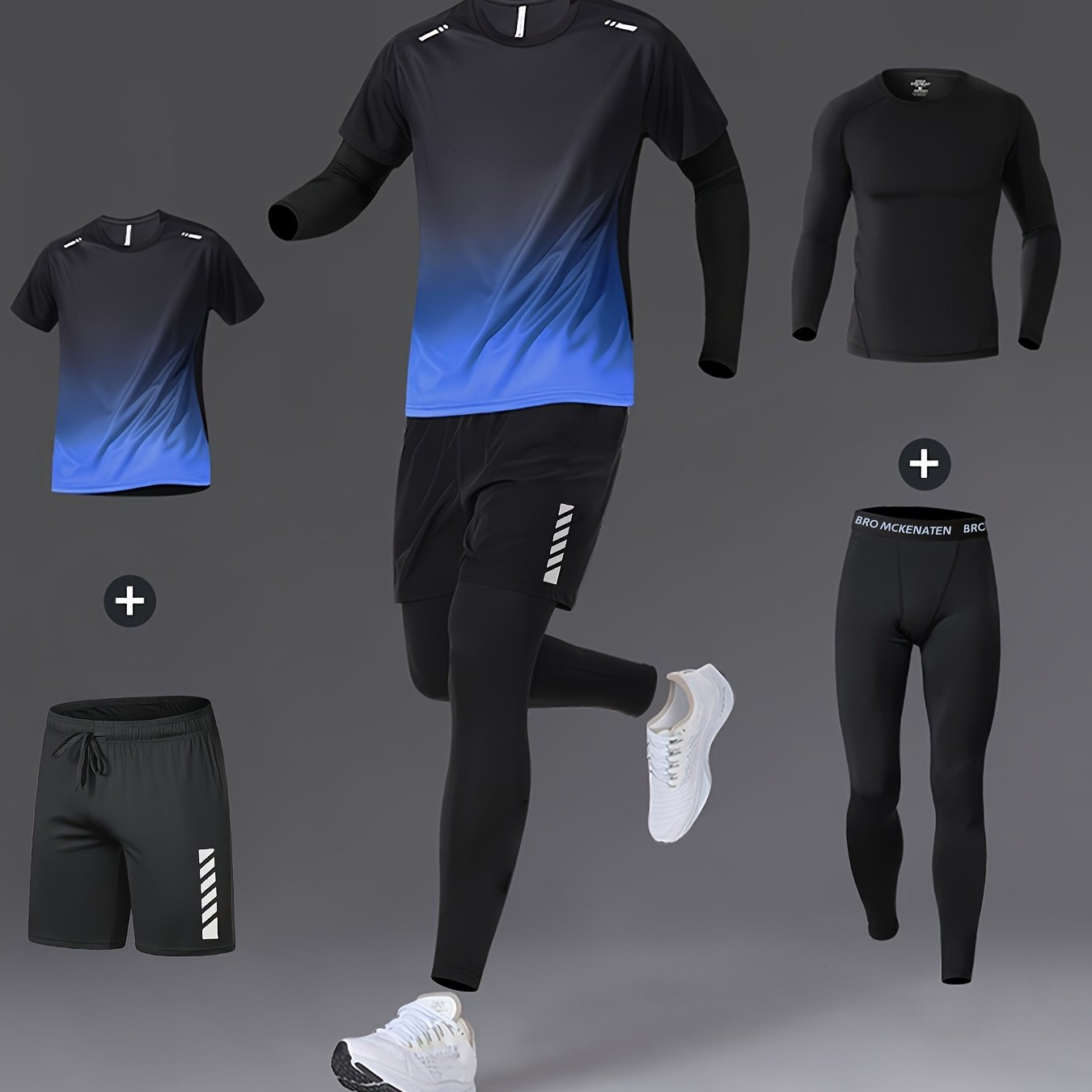Men Fitness 4 Piece Moisture Wicking Training Set Performance