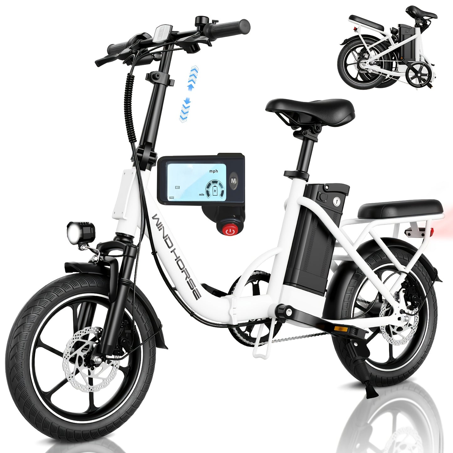 WINDHORSE Folding Electric Bike 2-Seater With Shock Absorption