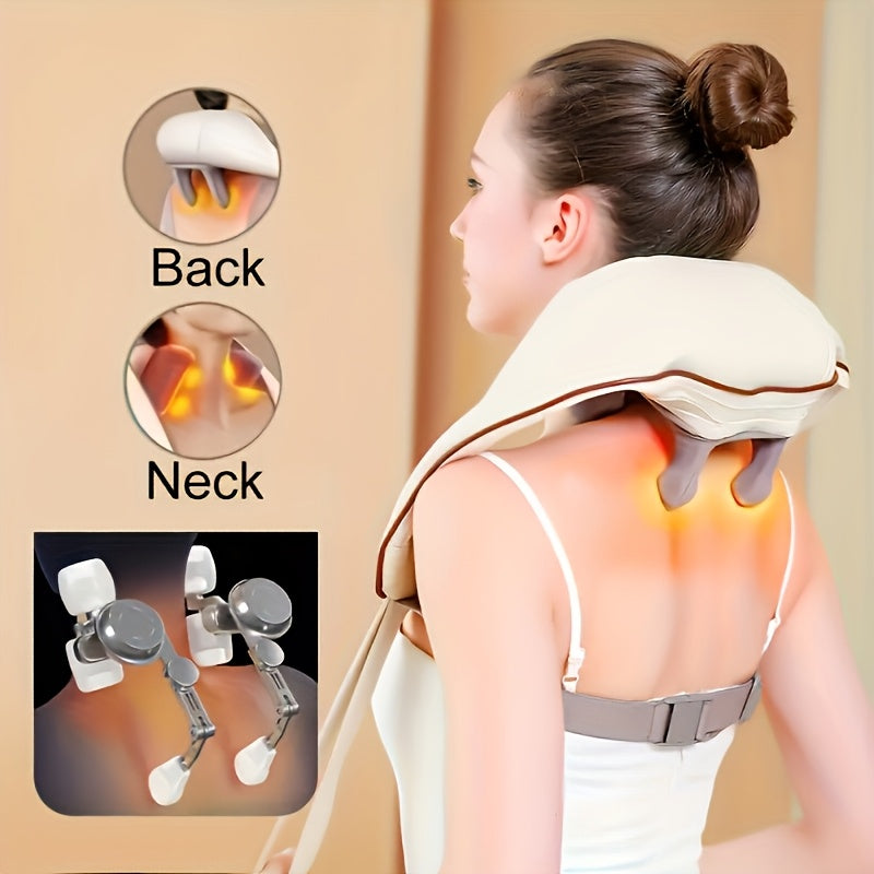 Neck Massager With 6 Massage Nodes, Kneading Special Artifact Trapezius Leg Neck Automatic Massager, Wireless Neck Massager With Heating, Shiatsu Shoulder And Back Massager, Massages Like A Human Hand, Gift For Women