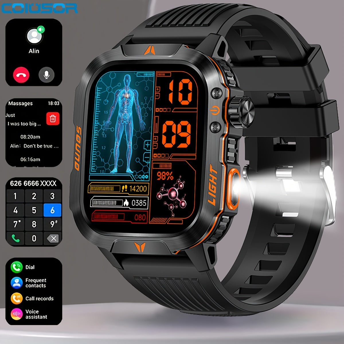 COIUSOR Smartwatch With Call Function Rugged Outdoor