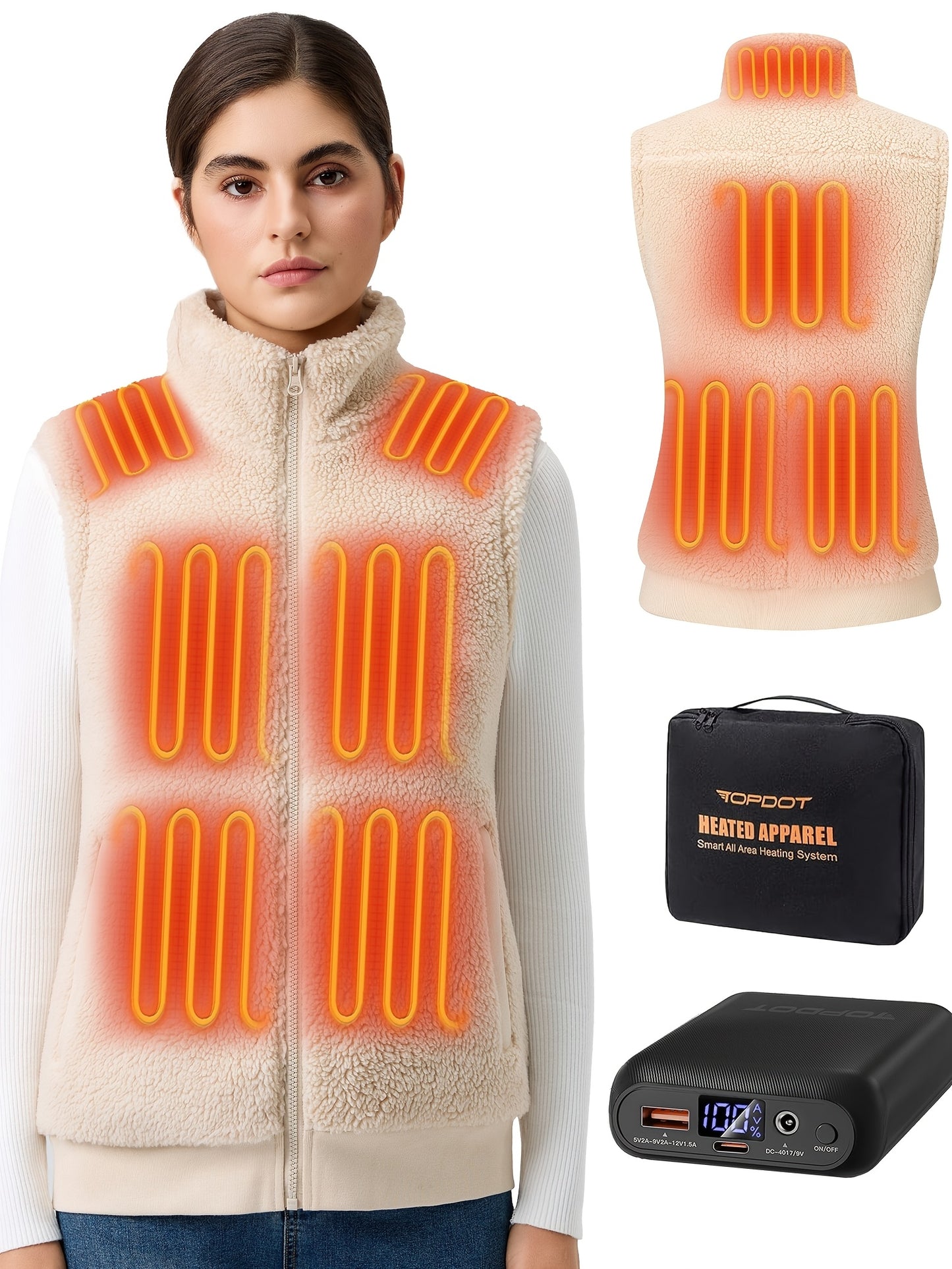 Heated Vest Fuzzy Fleece For Women 16000mAh Battery