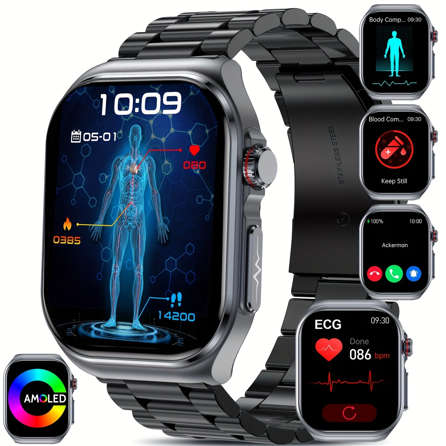 Marsyu Smartwatch AMOLED Display With NFC And 530mAh Battery