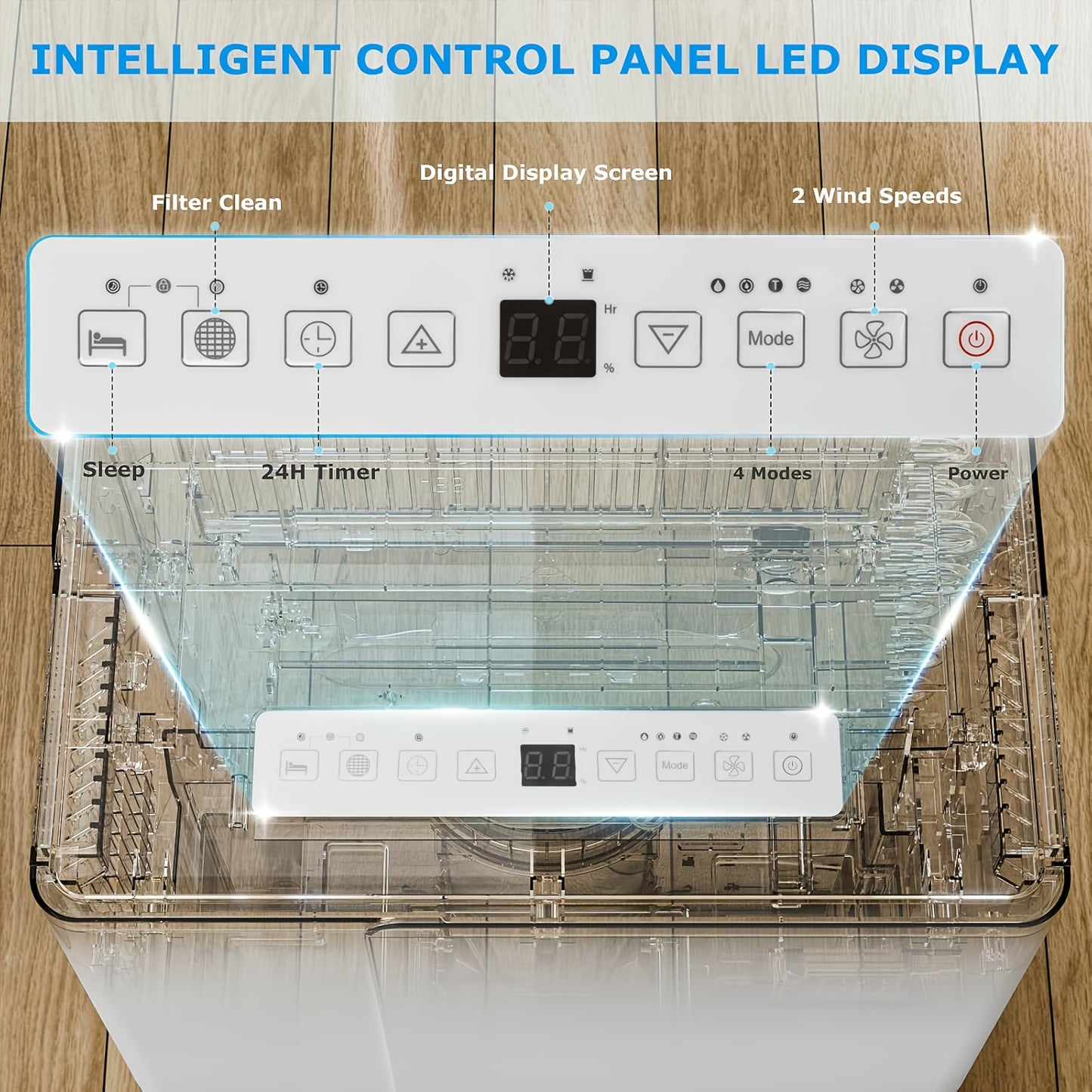 2300 Sq.Ft Max 50 Pint/Day (Standard 22Pint/Day) Dehumidifier, 24H Timer, Auto Shut Off, Smart Control, Sleep Mode, 4.8L(1.2 Gal) Water Tank, Wheels & Handle, 30-80% Humidity Control for Home/ Bedroom/ Basement.