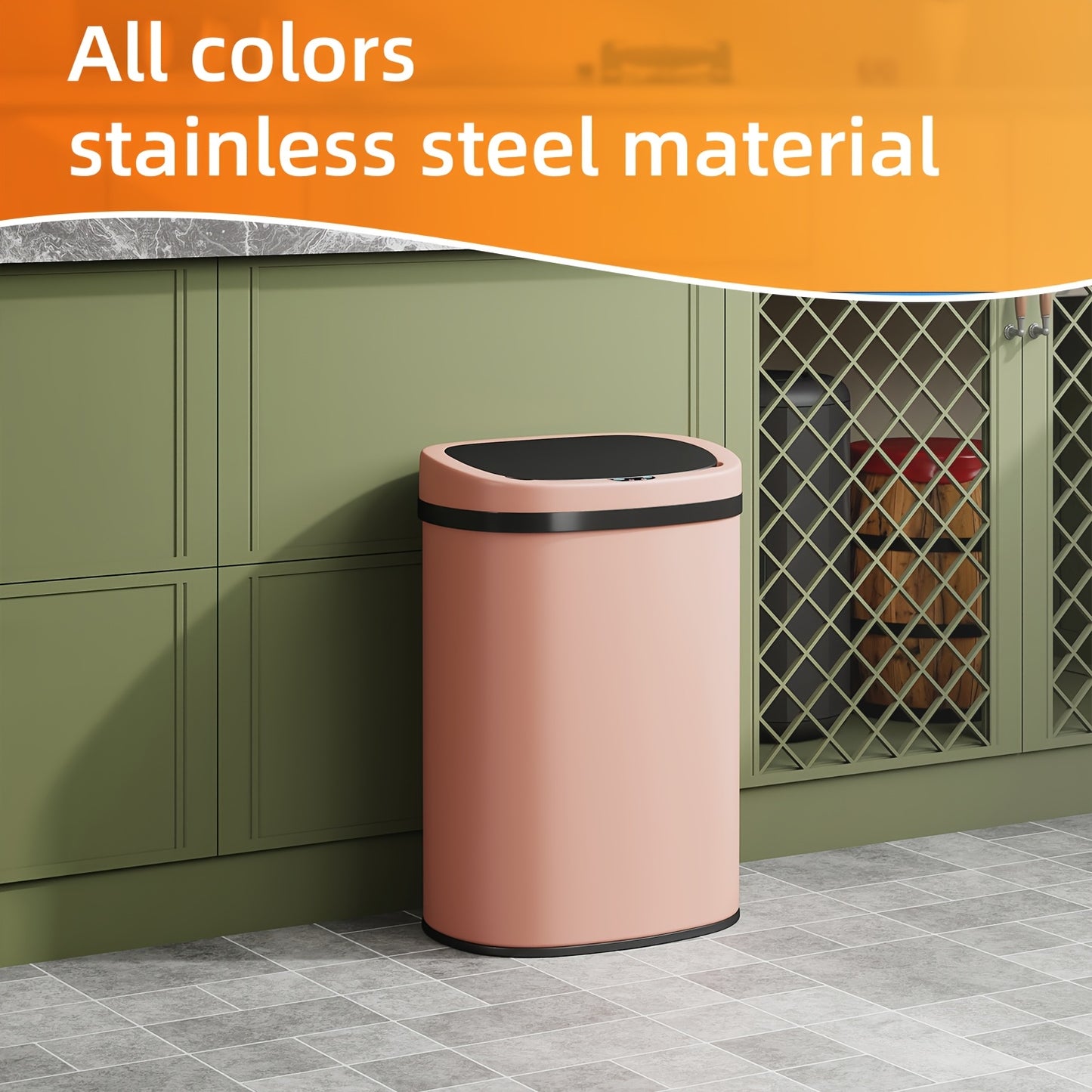 DOPINMIN Trash Can Brushed Metal Finish For Kitchen