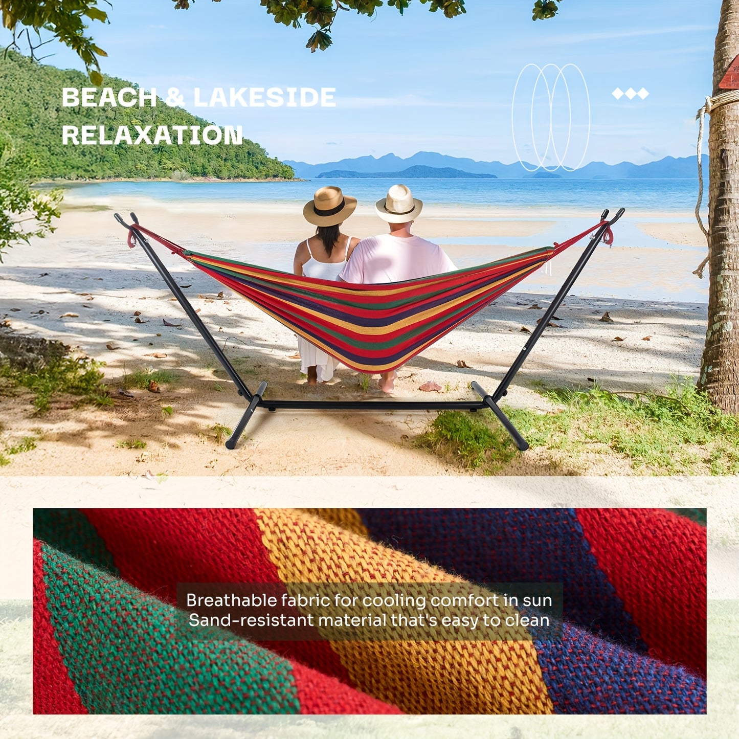 Antonia Double Hammock Space-Saving Stand Portable Steel Frame