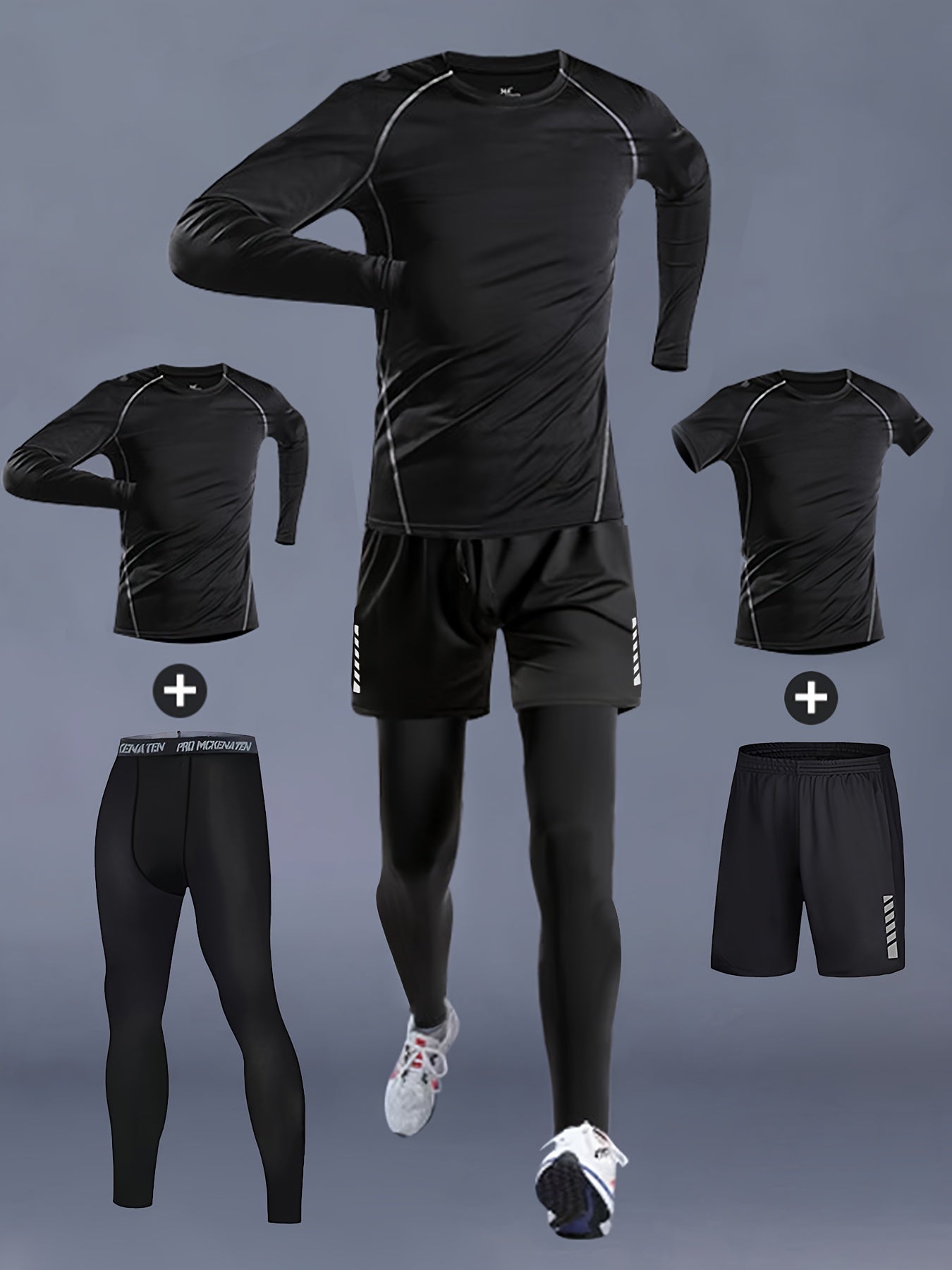 Men Fitness 4 Piece Moisture Wicking Training Set Performance