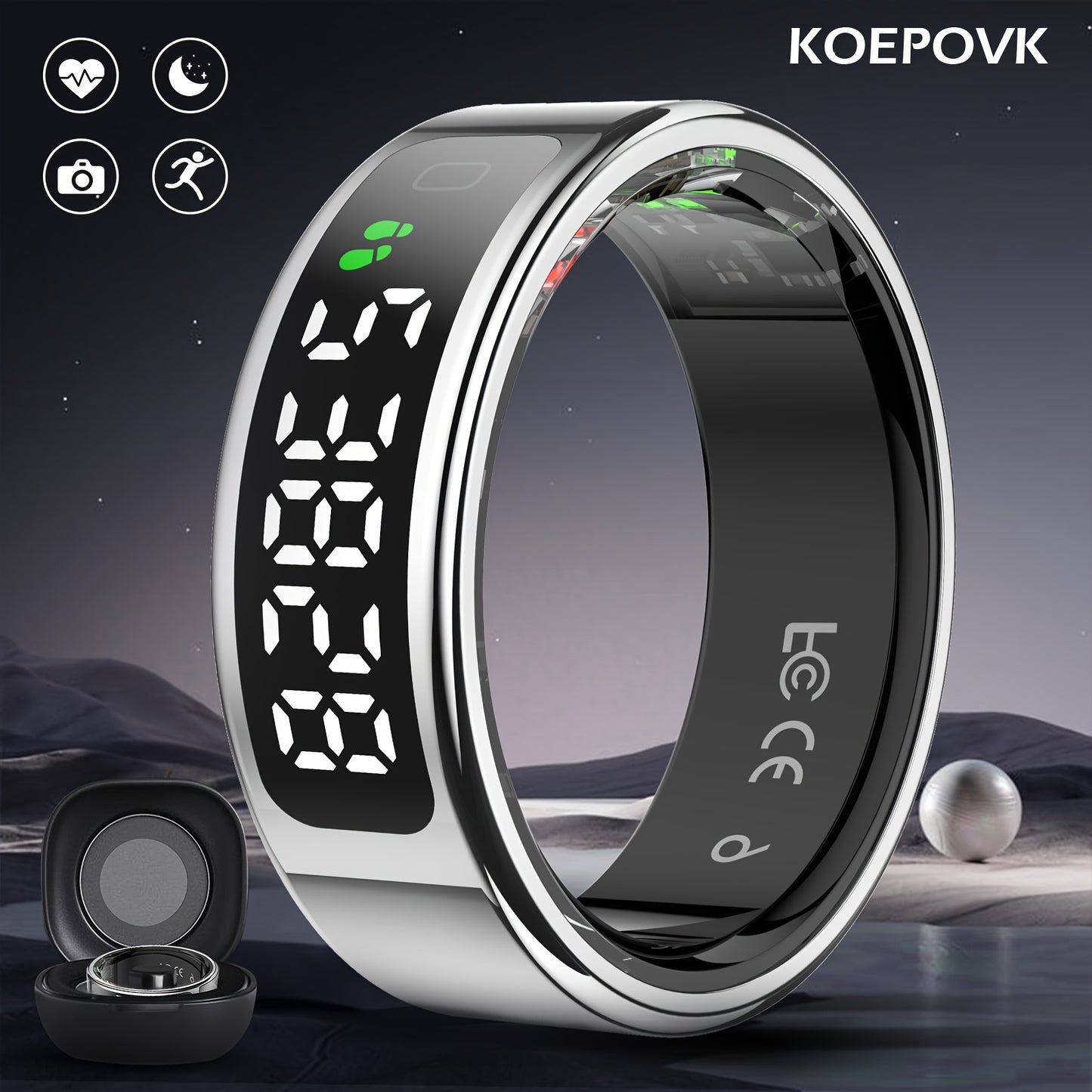 Smart Ring Water-Resistant Fitness Tracker With Sleep Analysis
