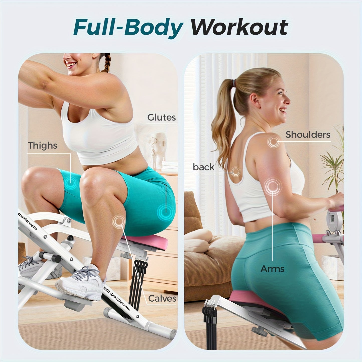 FEIERDUNSTYO Foldable Squat Rowing Machine - 3/4 Resistance Levels, Core & Legs, Easy Setup, Full-Body Workout, 330 LBS Load Capacity for Home Gym, 30°-120° Adjustable Squat Angles, Perfect for Birthday Christmas Gift