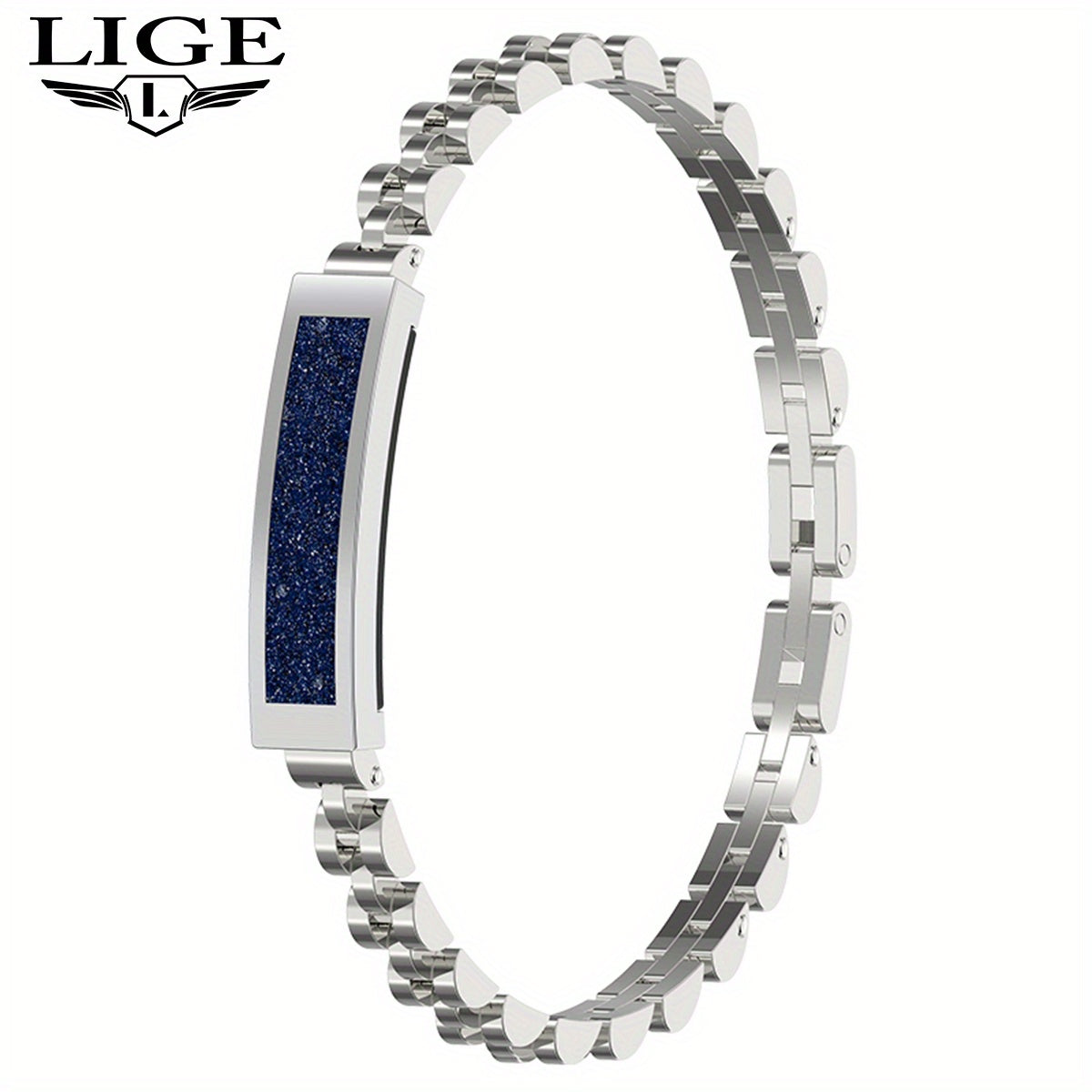LIGE Smart Bracelet Square Face Metal Chain Link Fitness Tracker