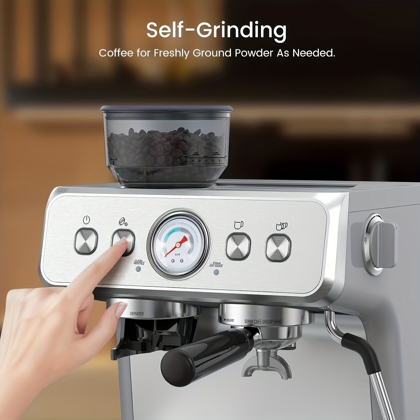 CRZOE Espresso Machine With Powerful Built-In Grinder