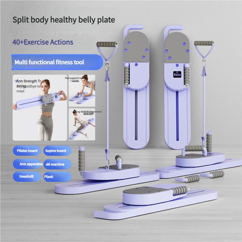 Split Pilates balance board, 40+ exercise movements, multifunctional fitness tool, (abdominal board, ski machine, plank support, Pilates board, arm trainer, walking machine, tension rope, push-ups), any spacing to adjust 360