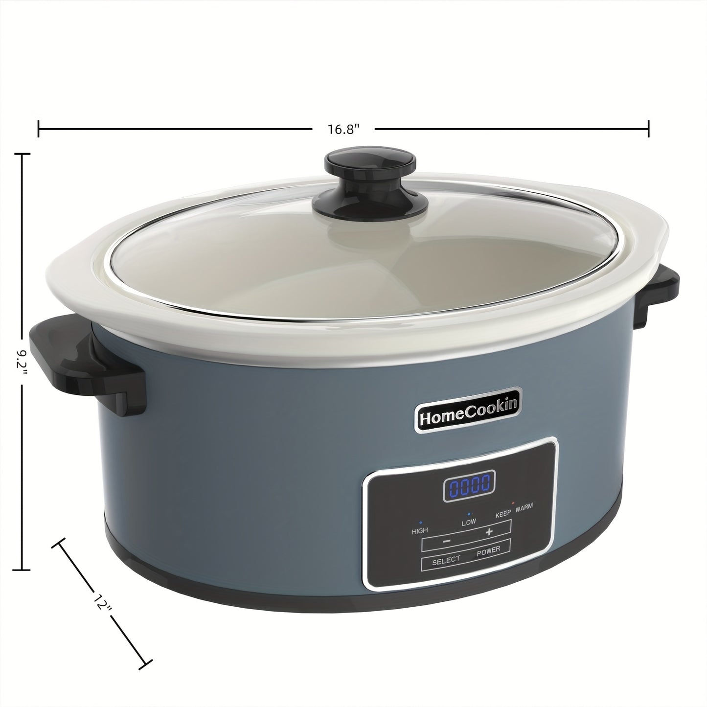 8 Quart Large Digital Slow Cooker with Stoneware Pot - Programmable Slow Cooker with Keep Warm Function, Digital Display & One-Touch Operation, 240W, Red/Blue//Black - Ideal for Family Dinners, Roasts, Stews