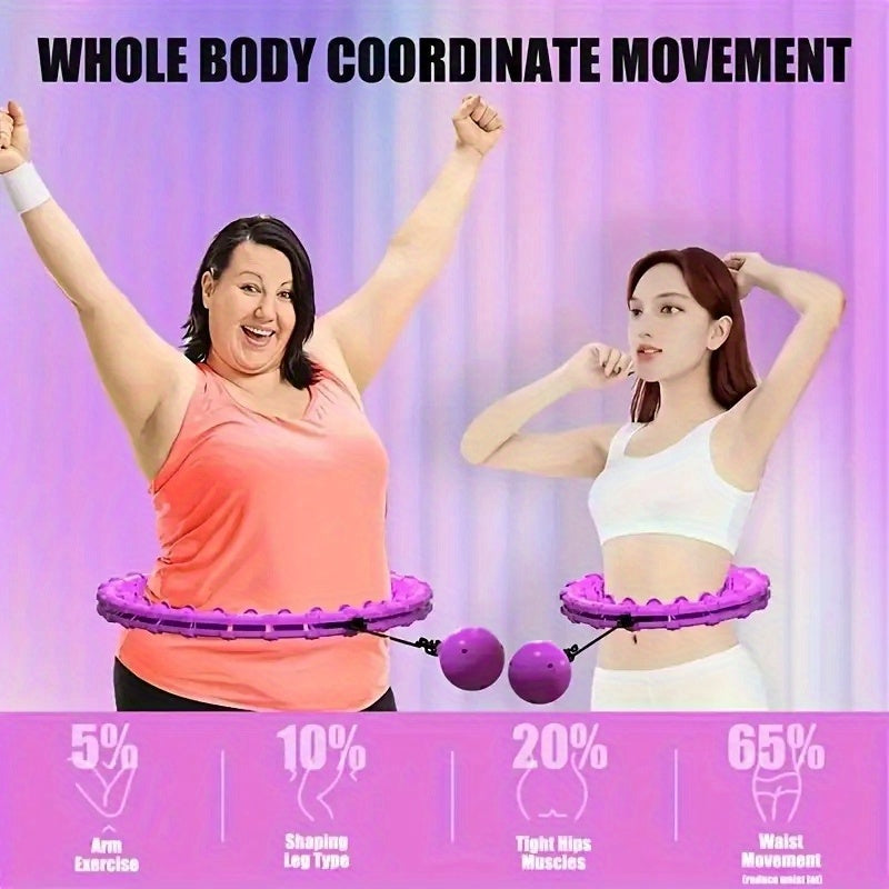 2-in-1 Smart Fitness Ring for Weight Loss, 24 Detachable Segments, Portable Resistance Trainer for Women Beginners