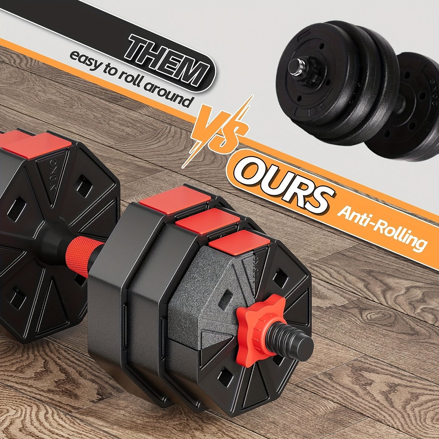 FIXTECH Adjustable Dumbbell Barbell Weight Set 20/66LBS 3in 1 Training Gym Workout Weights Set Fitness Weight Lifting Training Home Gym Office Equipment