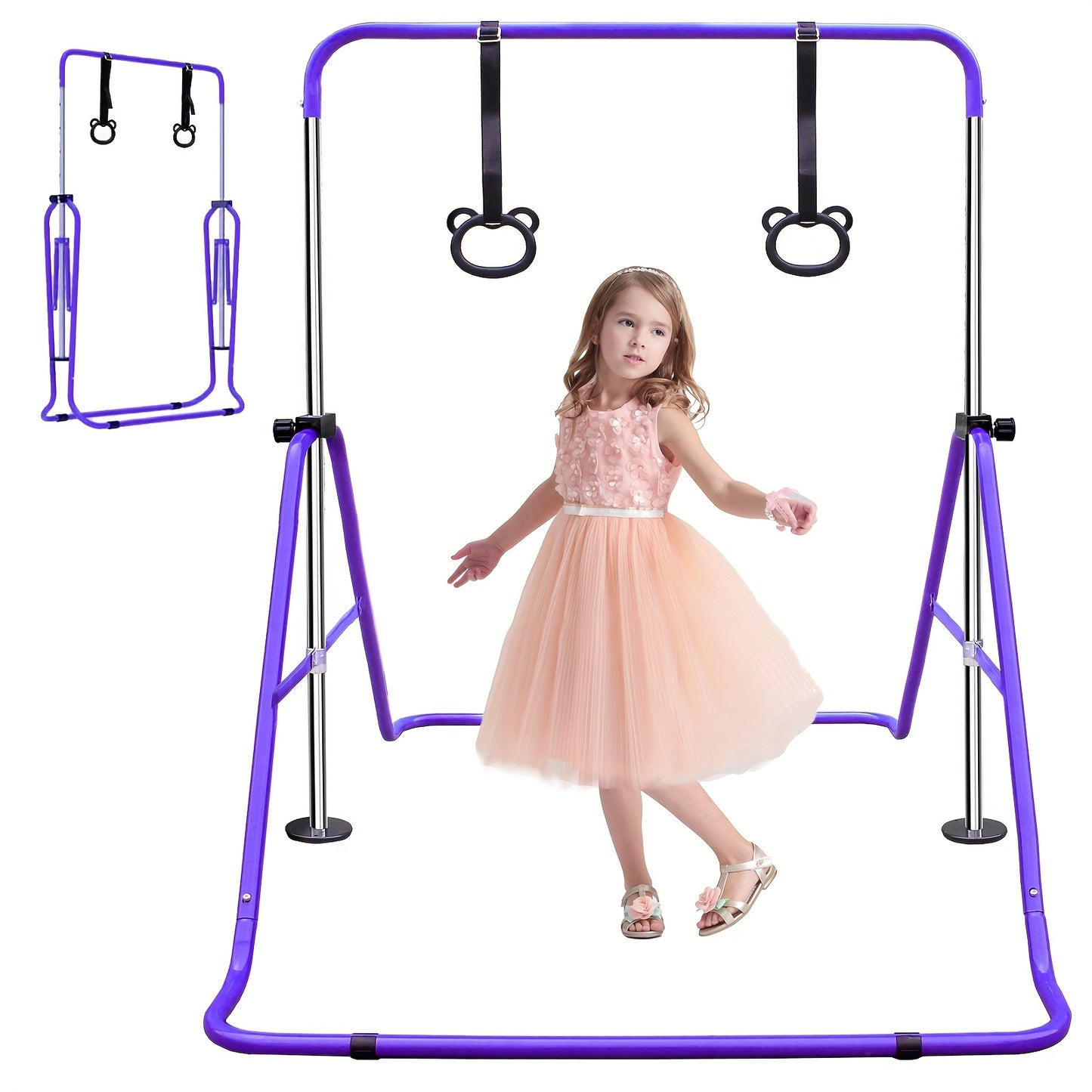 Adjustable Gymnastics Bar for Children Featuring Rings, Suitable for Home Use As a Folding Training Monkey Bar