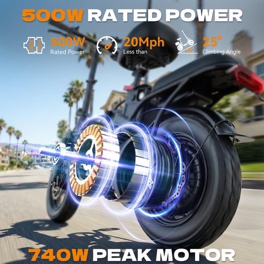 Hisent Adult Folding Electric Bike | 500W Rated, 740W Brushless Motor, 48V 6Ah/10Ah/15Ah/17.5Ah Lithium Battery, 8-32 Miles Range, 14 High-quality Tires, Alloy Steel Frame, LCD Display, Front and Rear
