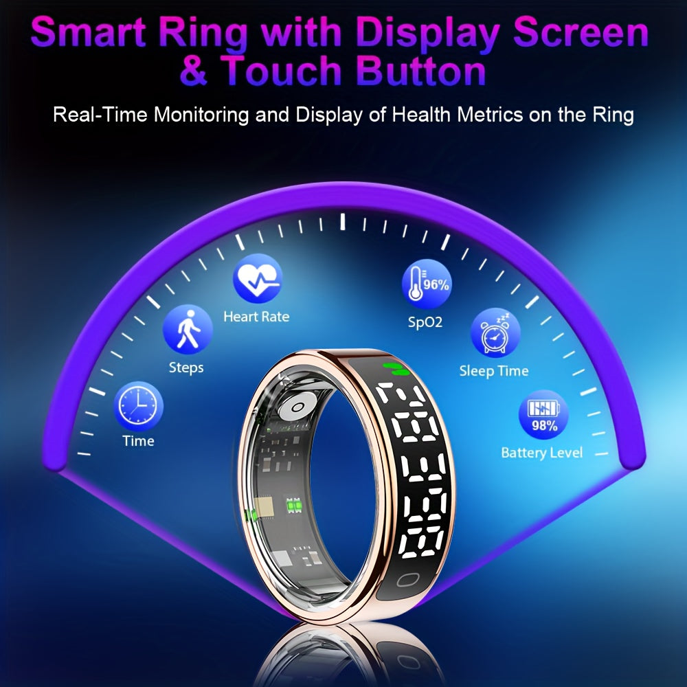 FERTO Smart Ring With Display And Touch Screen Fitness Tracker