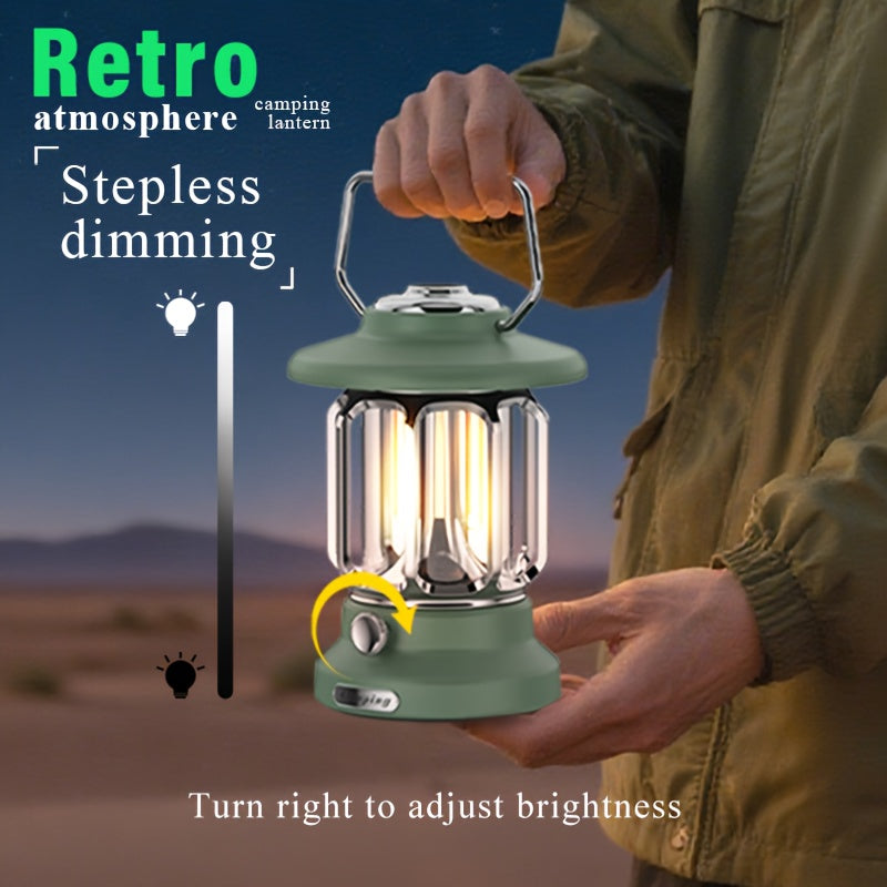 Camping Lantern Rechargeable, 3600mAh 900LM Battery Powered Hanging Vintage Camping Lights, Romantic Atmosphere Tent Light for Power Outage,Hiking, Party