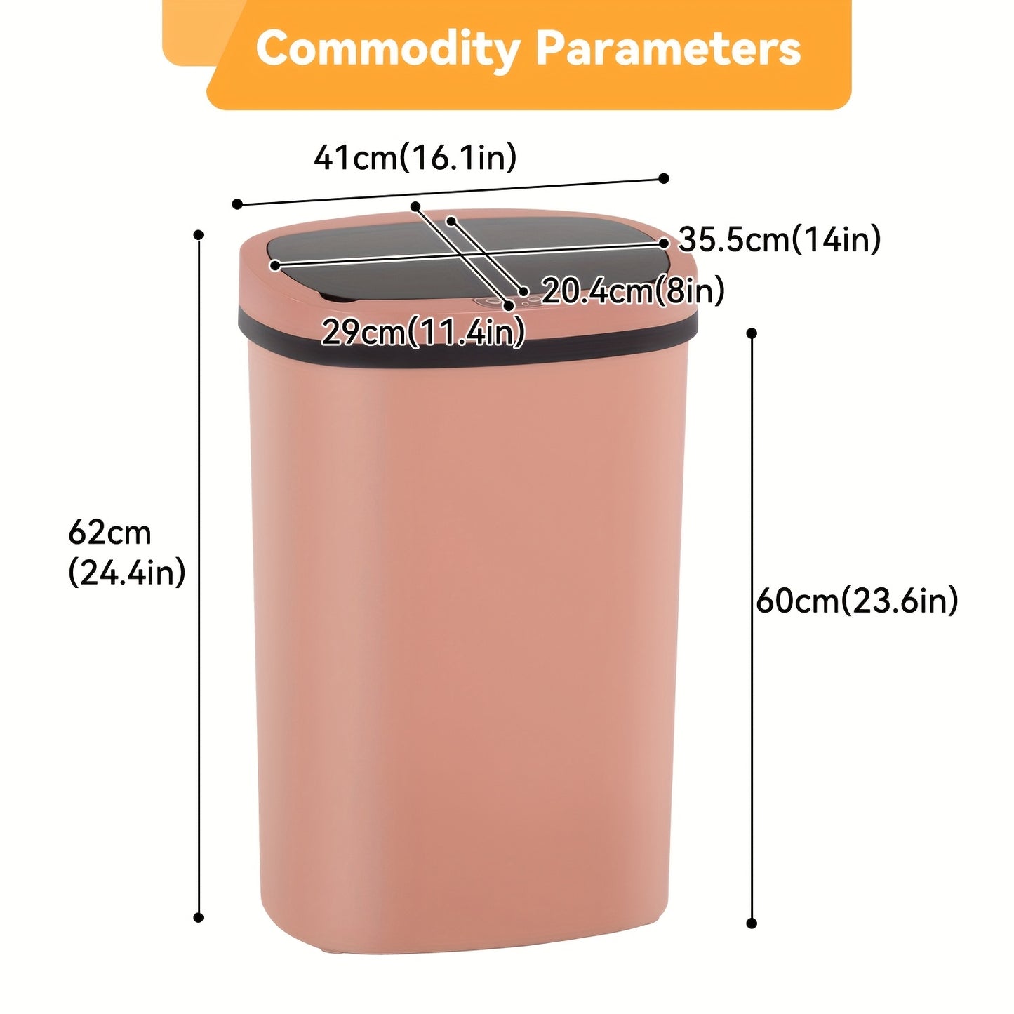 DOPINMIN Trash Can Brushed Metal Finish For Kitchen