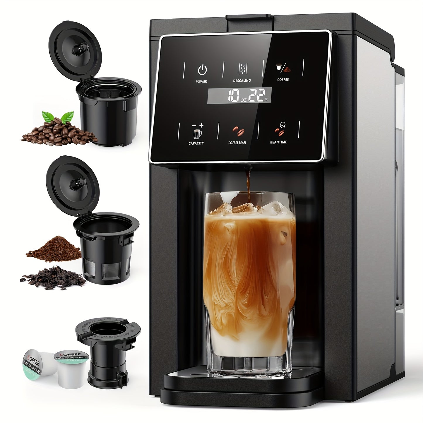All-In-One Coffee Maker With 5 Grind Settings And K-Cup Compatibility