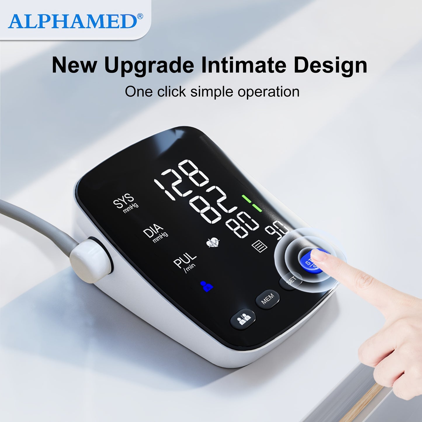 ALPHAMED Automatic Digital Blood Pressure Monitor Curved Screen