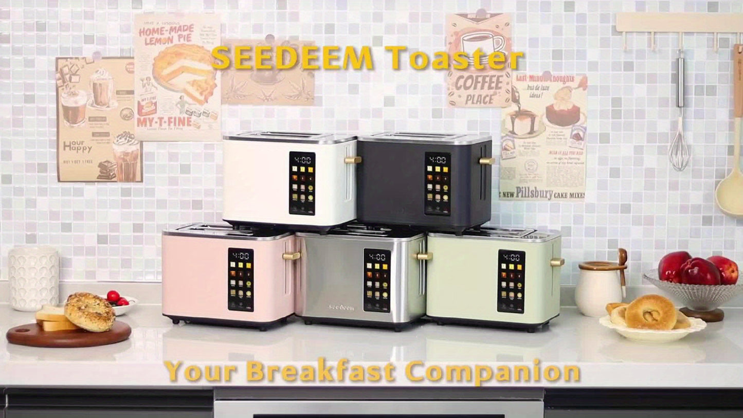 Touch Screen, Intelligent Stainless Steel 2pcs Toaster, 6 Tone Settings, 6 Bread Choices, Countdown, Unfreezing Cancellation And Other Functions, Movable Bread Crumb Tray, 900 Watts.