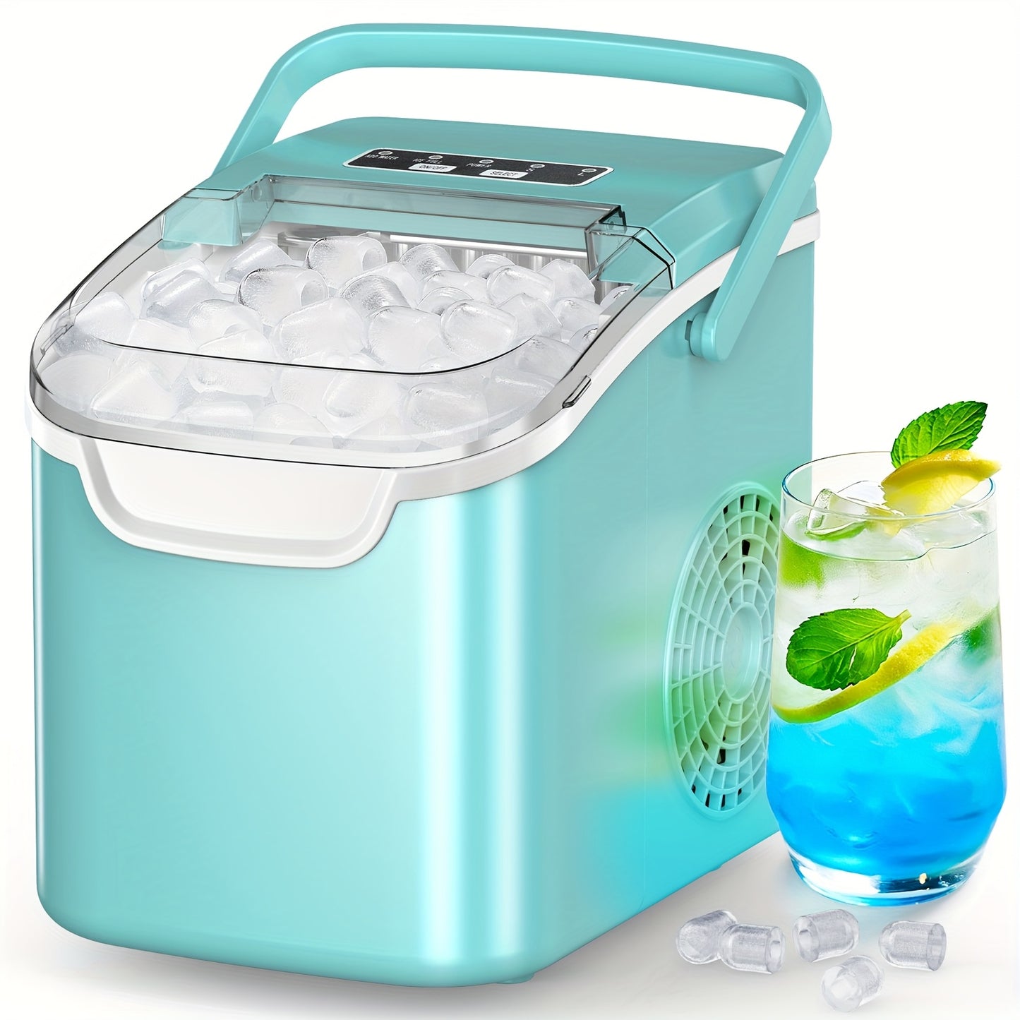 [Fast Ice Maker] Fast 6-Minute Ice Making, Compact Countertop Ice Maker Machine | Produces 26 lbs/24H, with Scoop, Basket & Self-Cleaning, Portable Design with Handle, Ideal for Home, Parties, RV, Camping, Kitchen - Energy-Ef