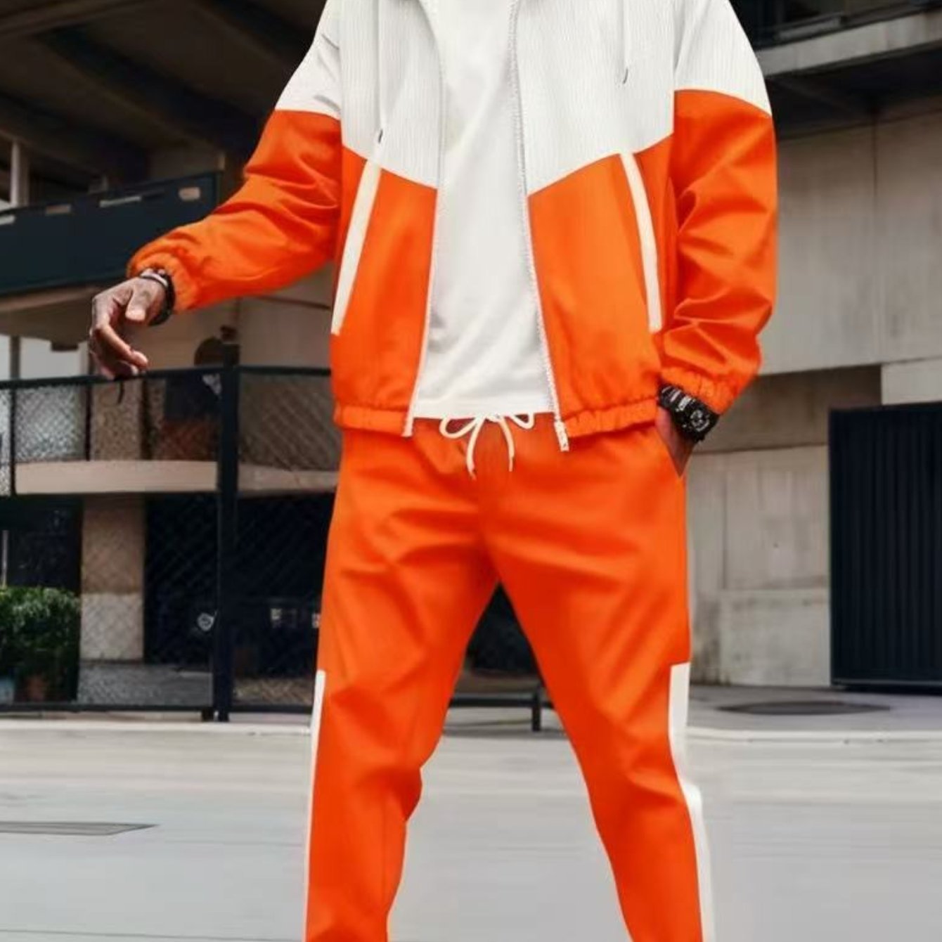 2pcs Men's & Women's All-Season Matching Hooded Jacket & Pants Set - 3D Geometric Print Zipper-Front Athletic Wear, Casual Sportswear Outfit (Machine Washable) - Gym, Outdoor, Urban Style - Unisex Tracksuit