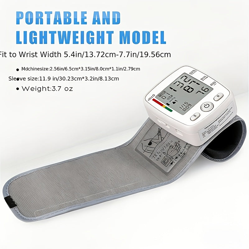 Rechargeable/Battery- Digital Wrist Blood Pressure Monitor with Large LCD Display & Voice Alerts (Optional) - Portable Cuff Suitable for, Travel, Management - Device with Memory Storage