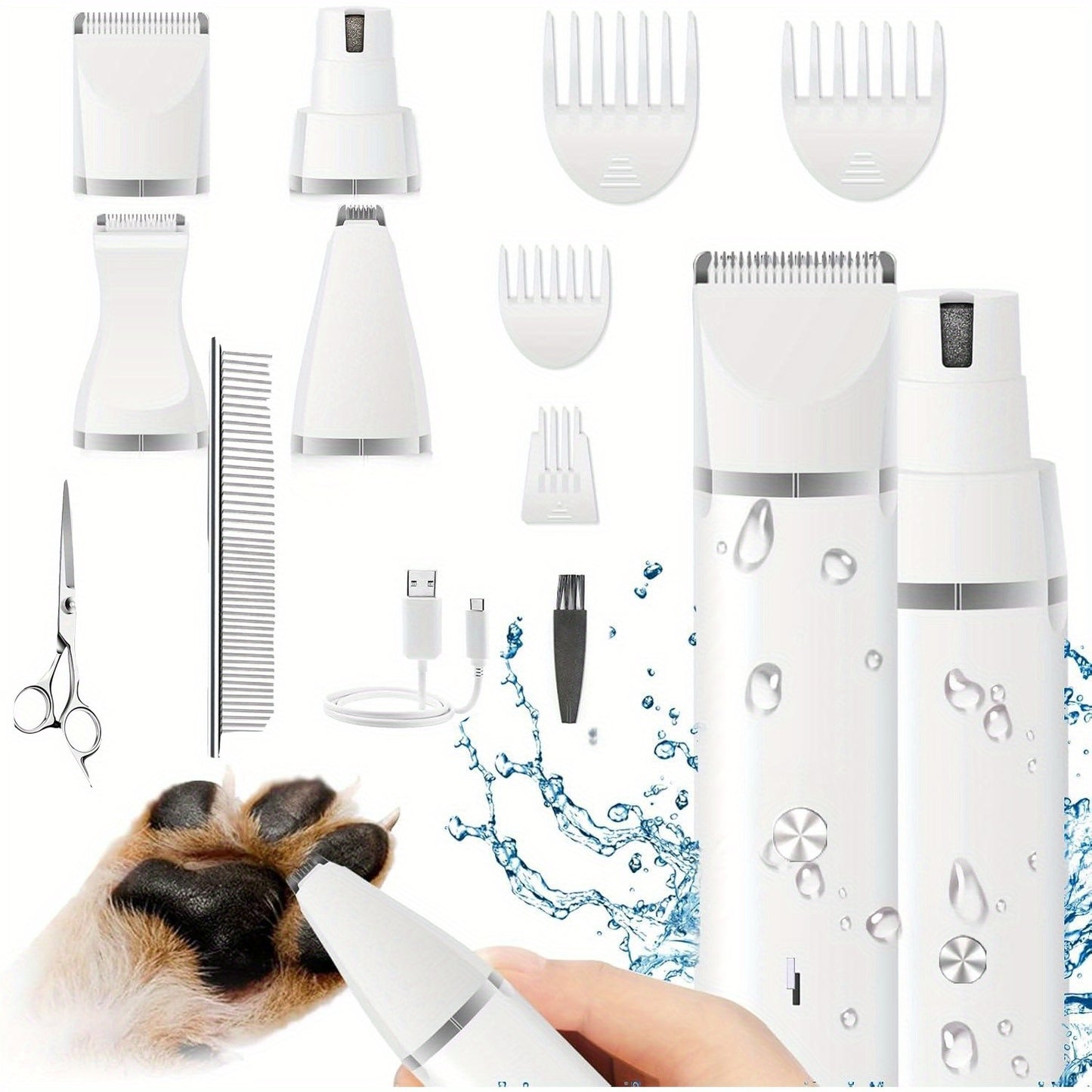 Dog Hair Clipper Set Low Noise USB Rechargeable Pet Grooming