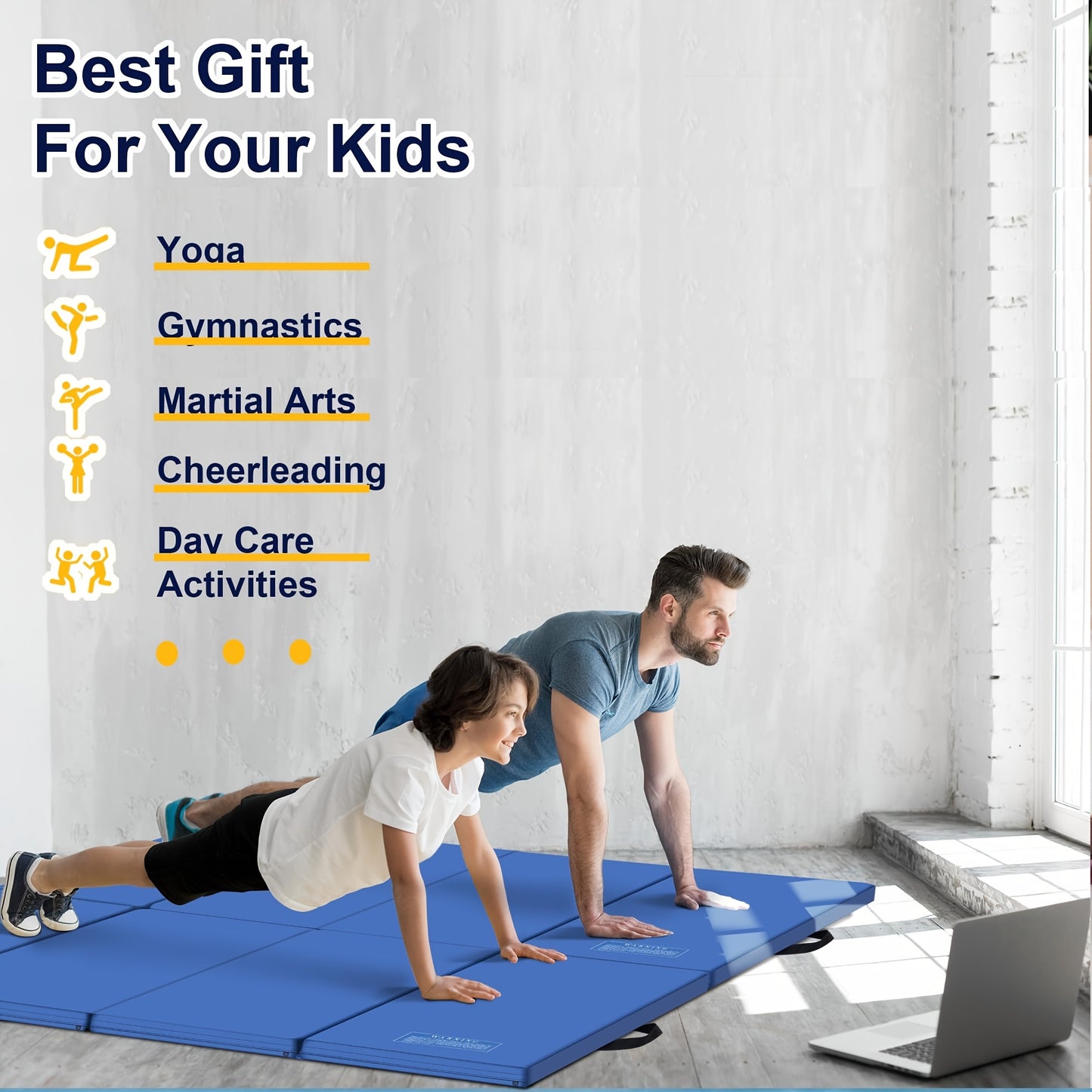 NETAJE Folding Gymnastics Exercise Mat EPE Foam Core