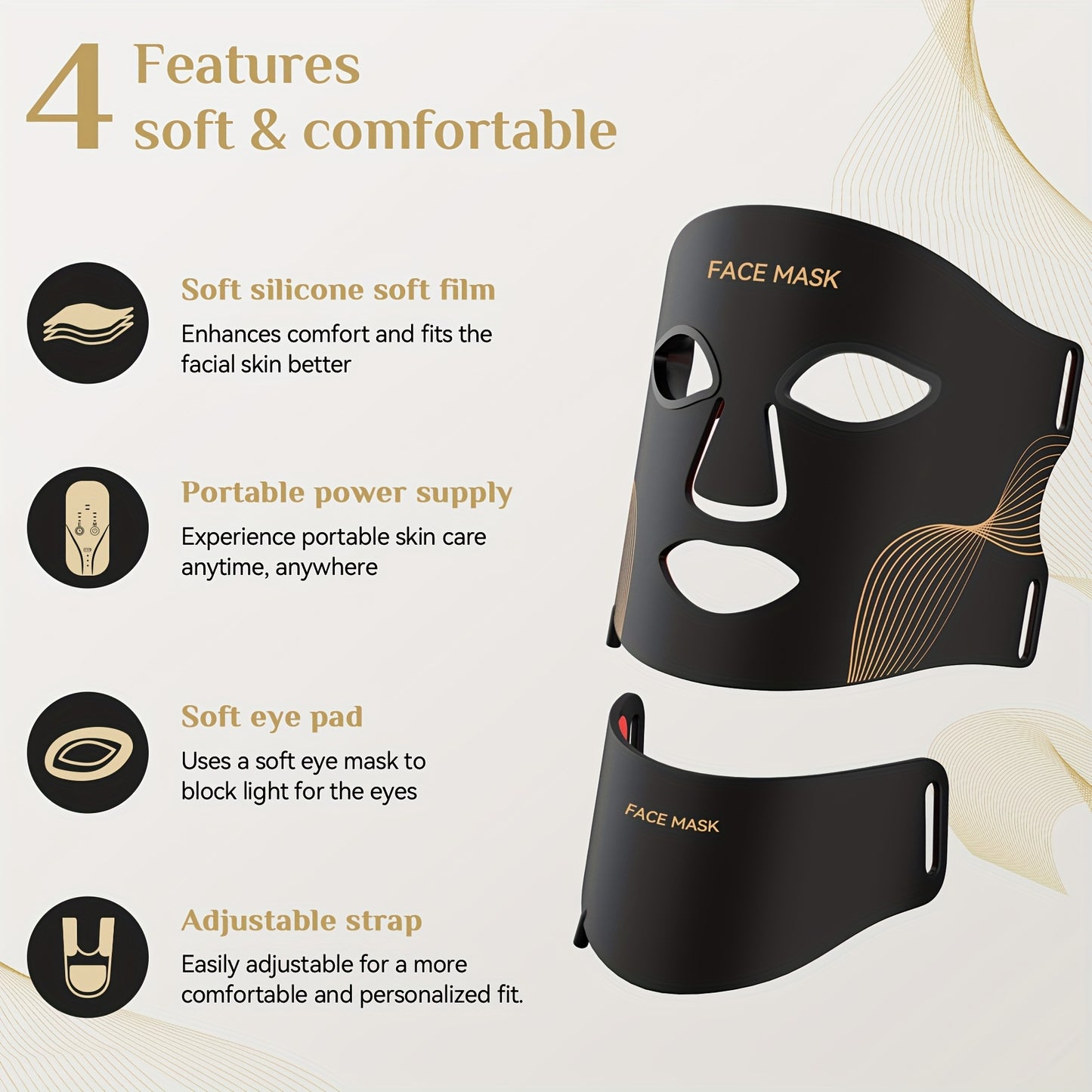 FDA Cleared, Red Light Relax, 7-color LED Light Relax Mask Skin Care, LED Face And Neck Mask (red) - Wavelength Suitable for Home Use, Easy to Achieve Advanced Skin Care, Improve Skin, Acne Whitening And Hydration