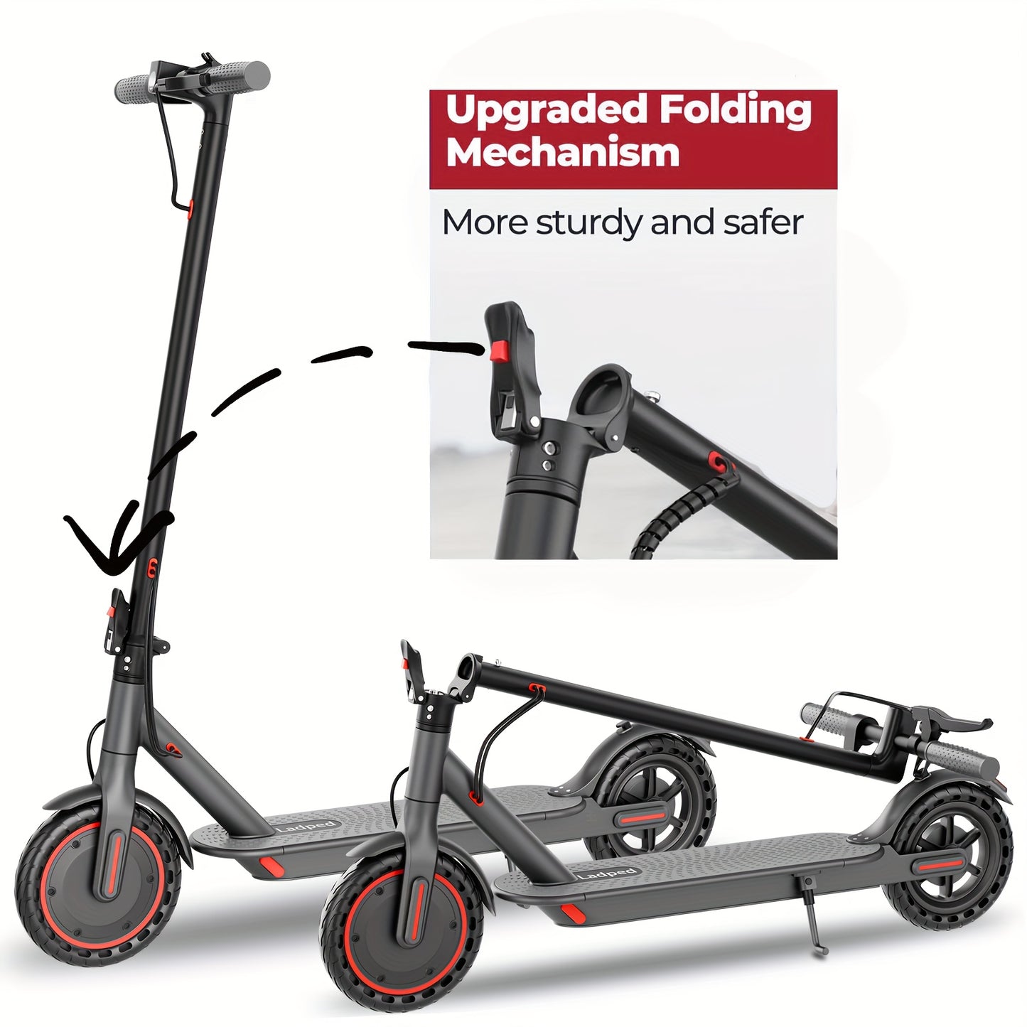 LADPED Folding Electric Scooter Long-Range Battery
