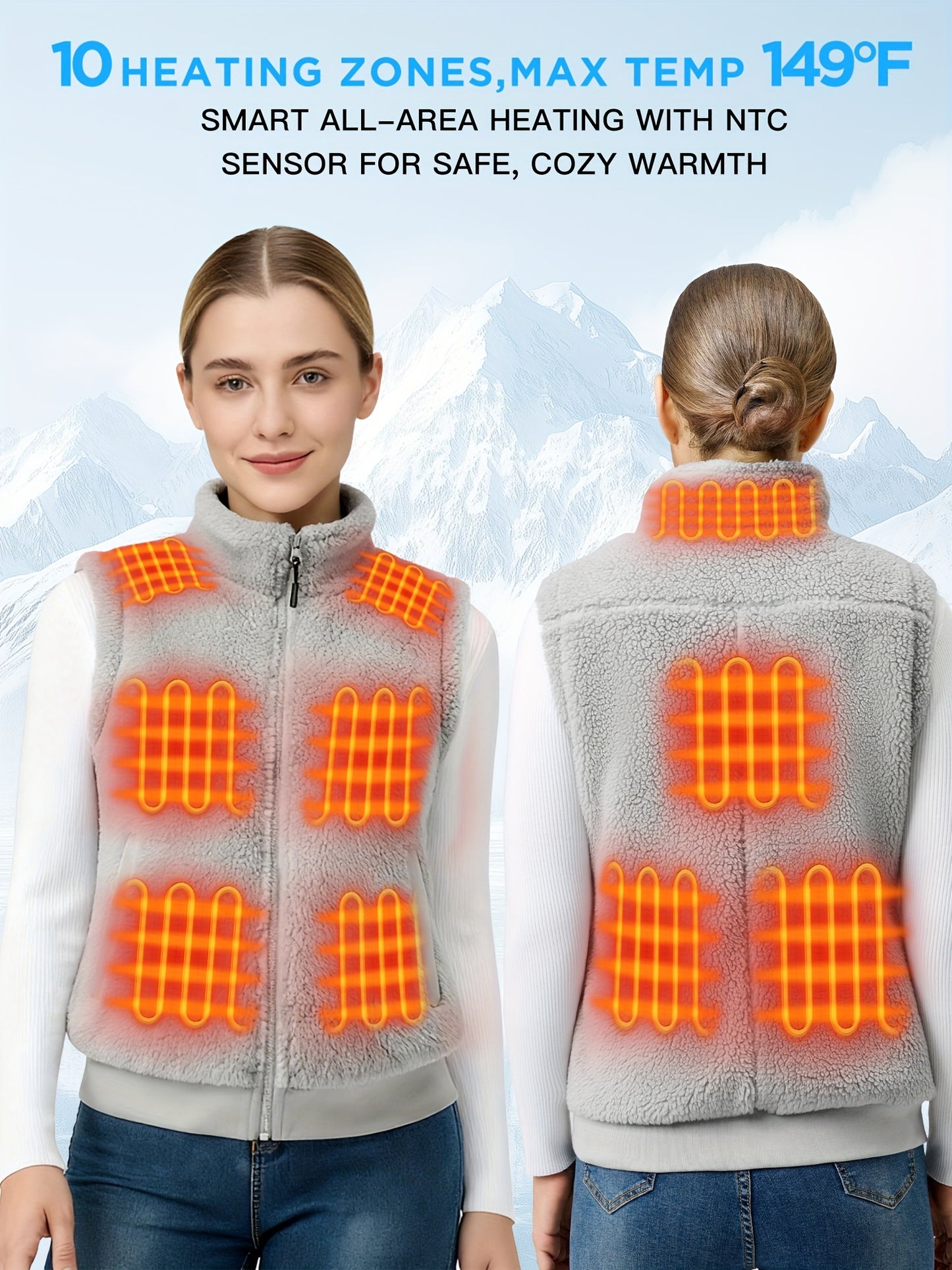 Heated Vest Fuzzy Fleece For Women 16000mAh Battery