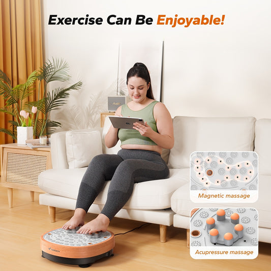 MERACH Vibration Plate Exercise Machine with Foot Massager, Office Vibrating Plate Exercise Machine for Weight Loss, 0-99 Levels Amplitude And Easy to Store, Acupressure Leg