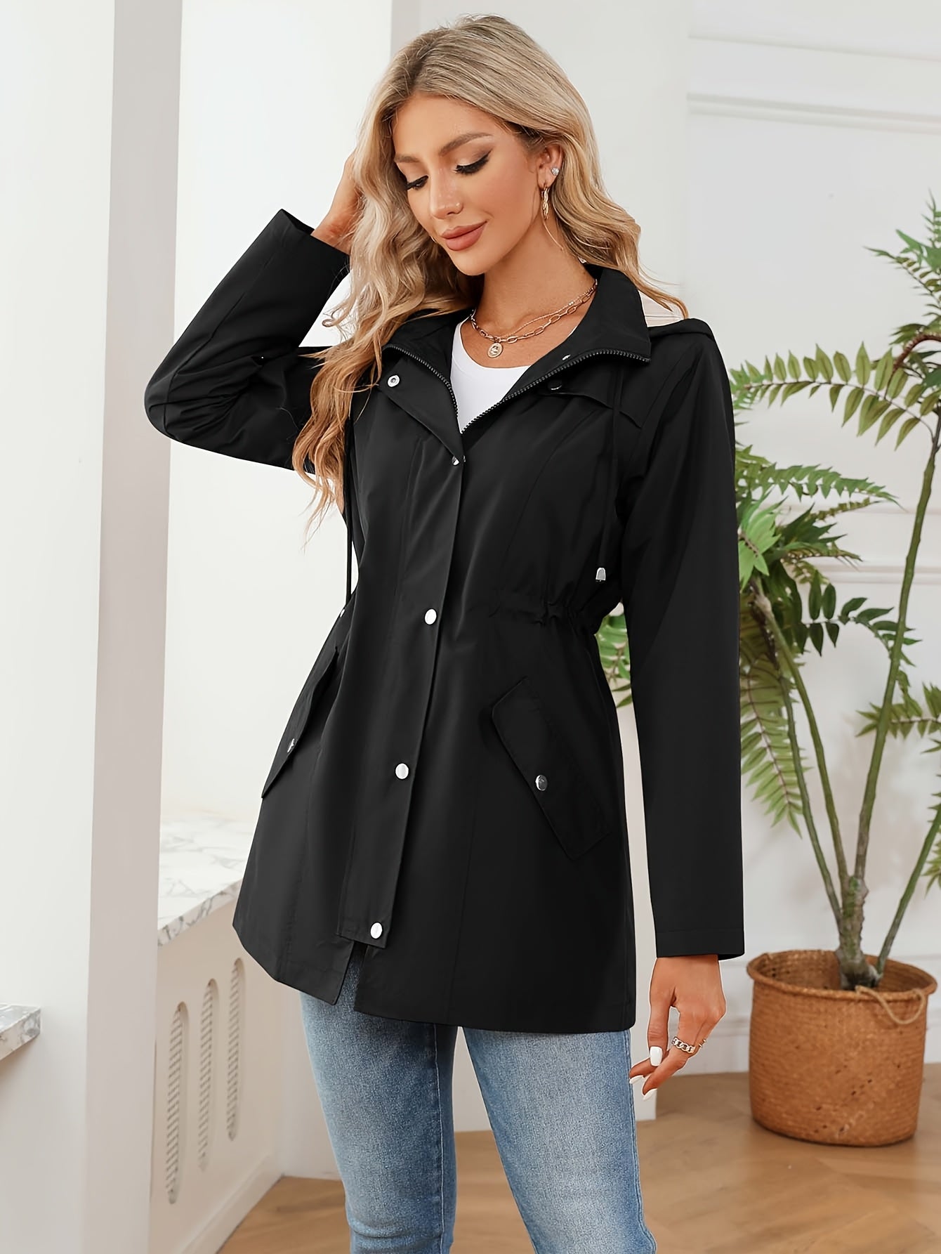 KTILG Women's Hooded Raincoat Lightweight Water Resistant