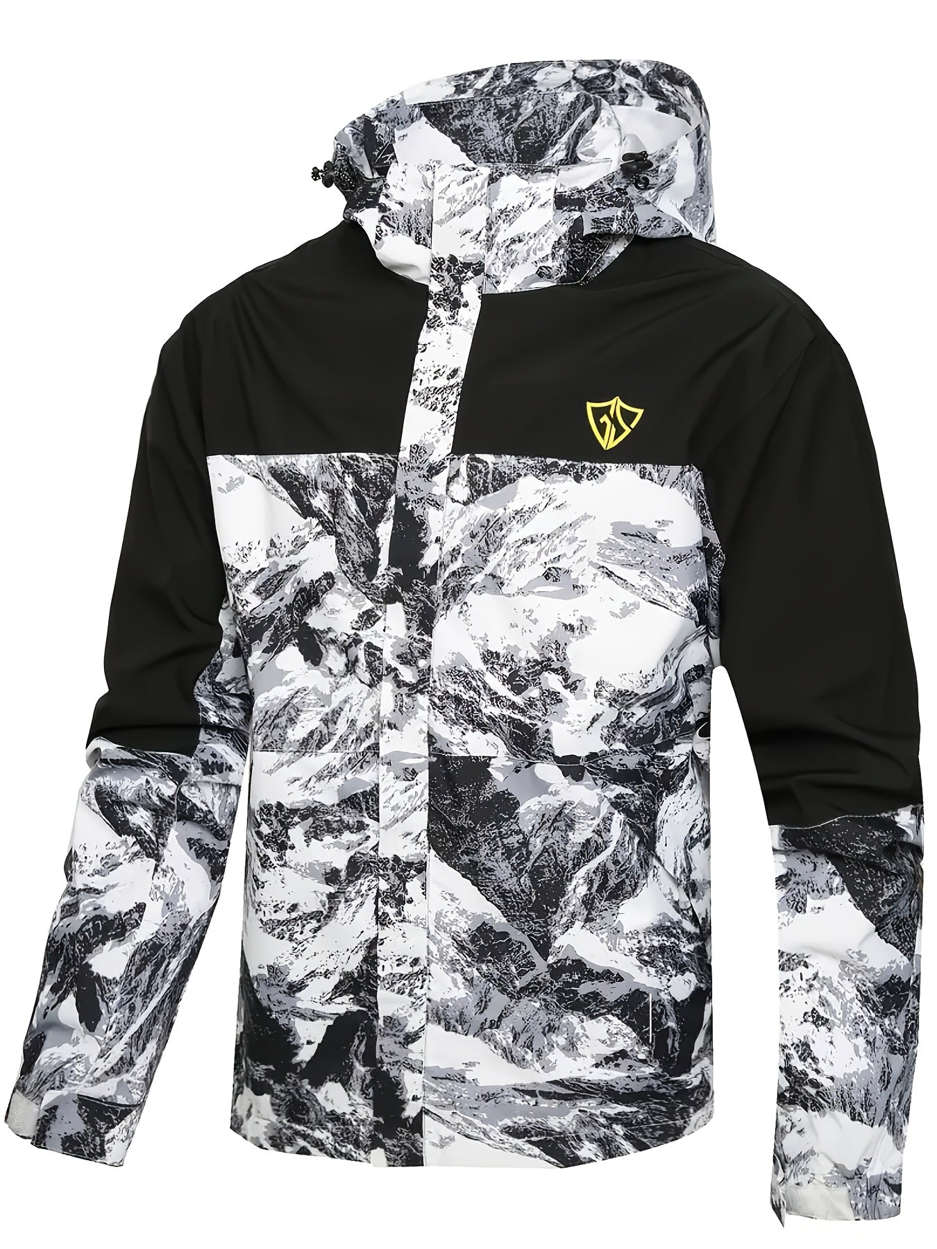 Men's Raincoat Windproof Polyester Shell With Hood