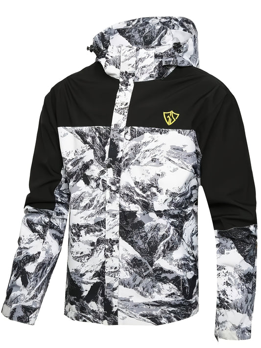 Men's Raincoat Windproof Polyester Shell With Hood