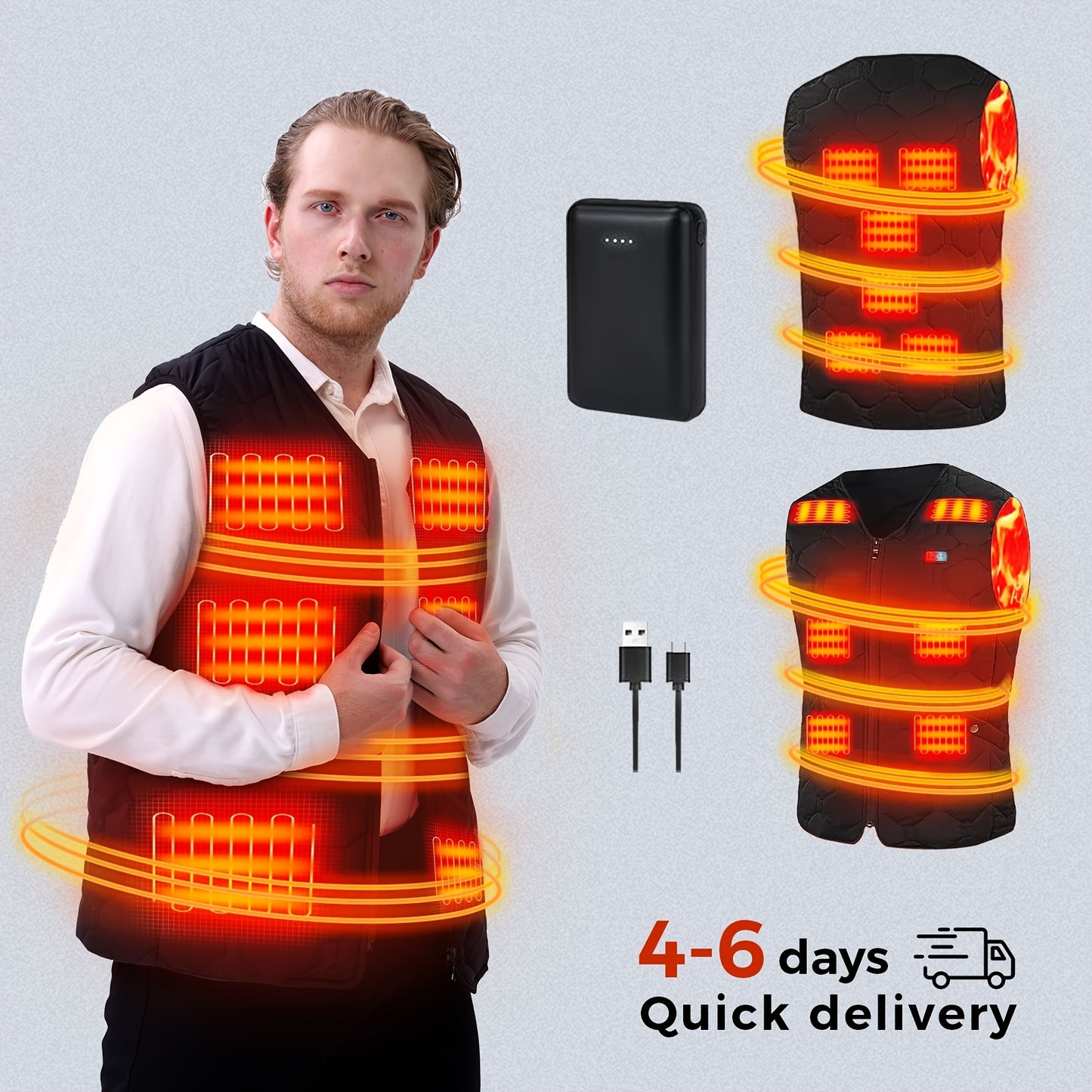 Ortizan Heated Vest With Battery Pack Lightweight Nylon