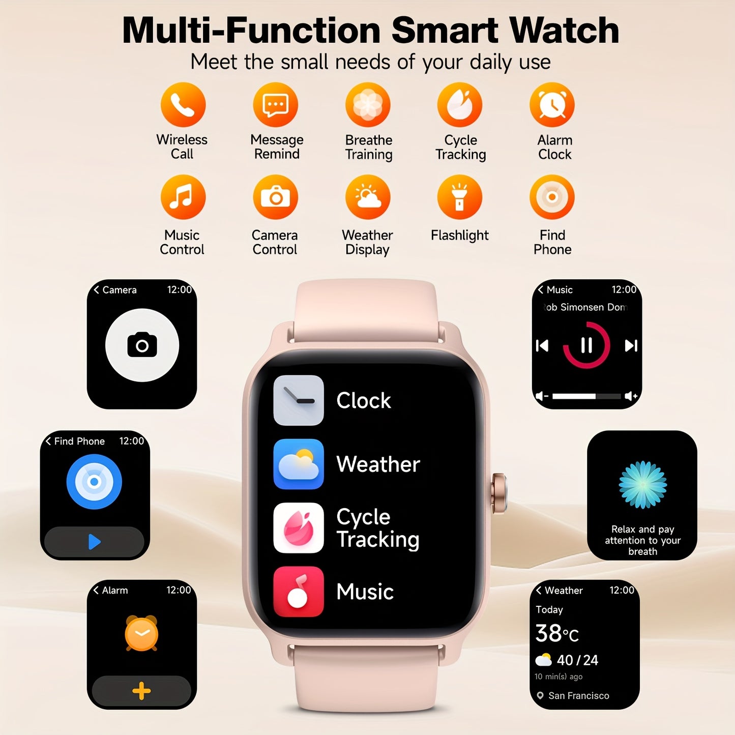 FAWEIO Smartwatch Alexa Built-In Fitness Tracker 100+ Modes