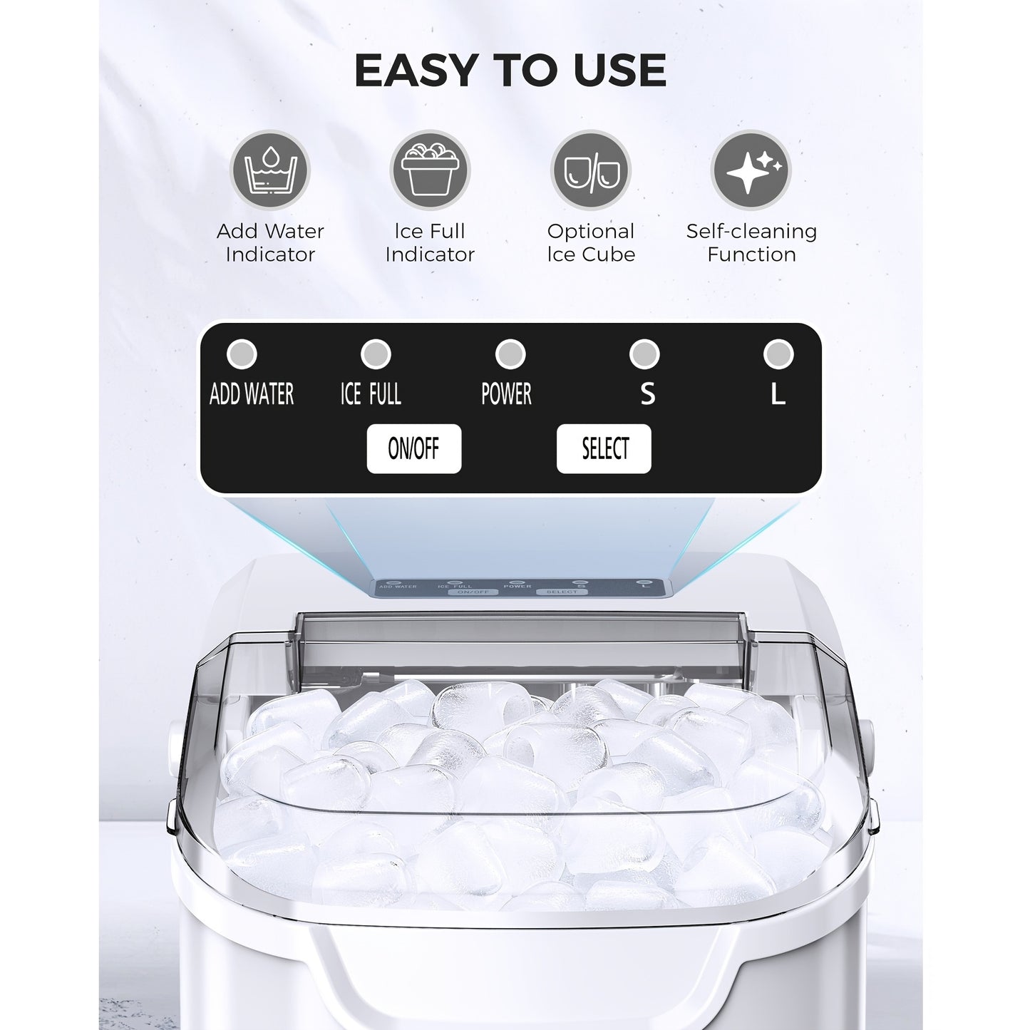 Ice Makers Countertop, Portable Ice Maker Machine with Self-Cleaning, 26.5LBS/ 24Hrs, 6 Mins/ 9pcs Bullet Ice, Ice Scoop and Basket, Handheld Ice Maker for Kitchen/ Home/ Office/ Party, Red.