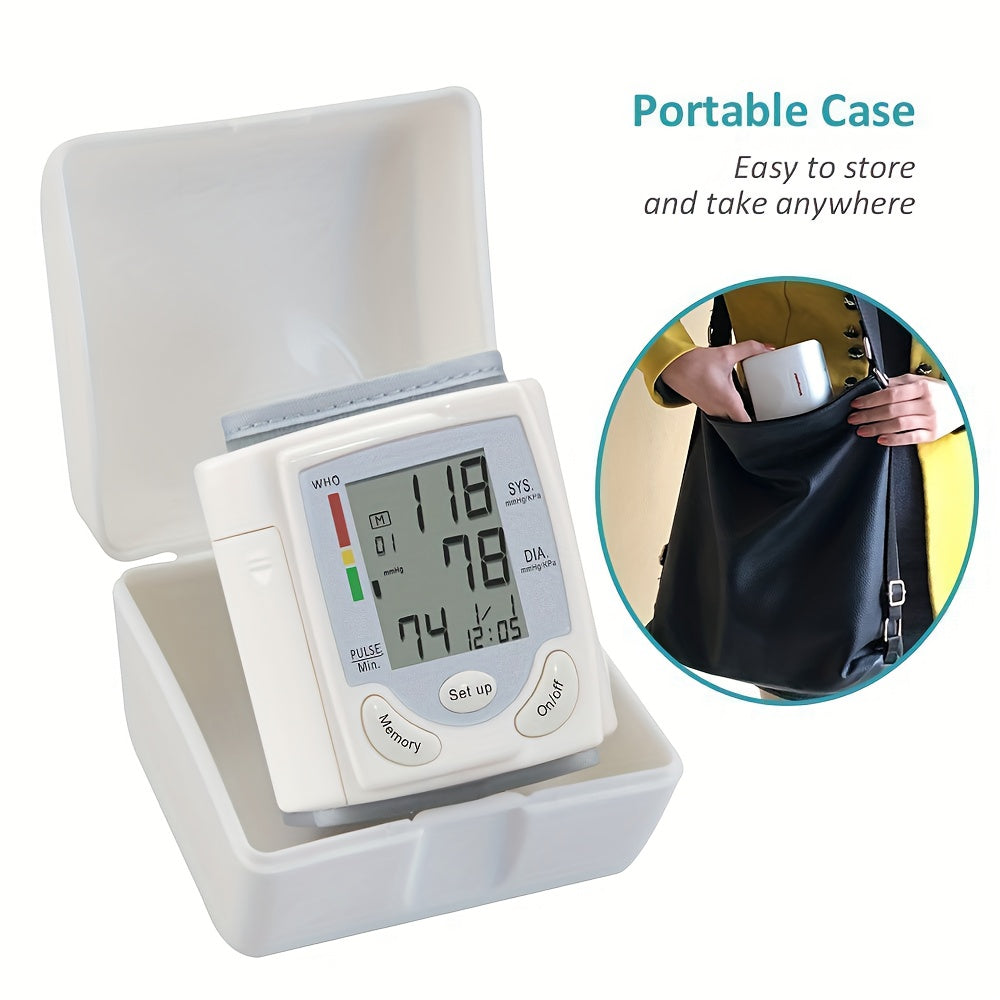 Rechargeable/Battery- Digital Wrist Blood Pressure Monitor with Large LCD Display & Voice Alerts (Optional) - Portable Cuff Suitable for, Travel, Management - Device with Memory Storage