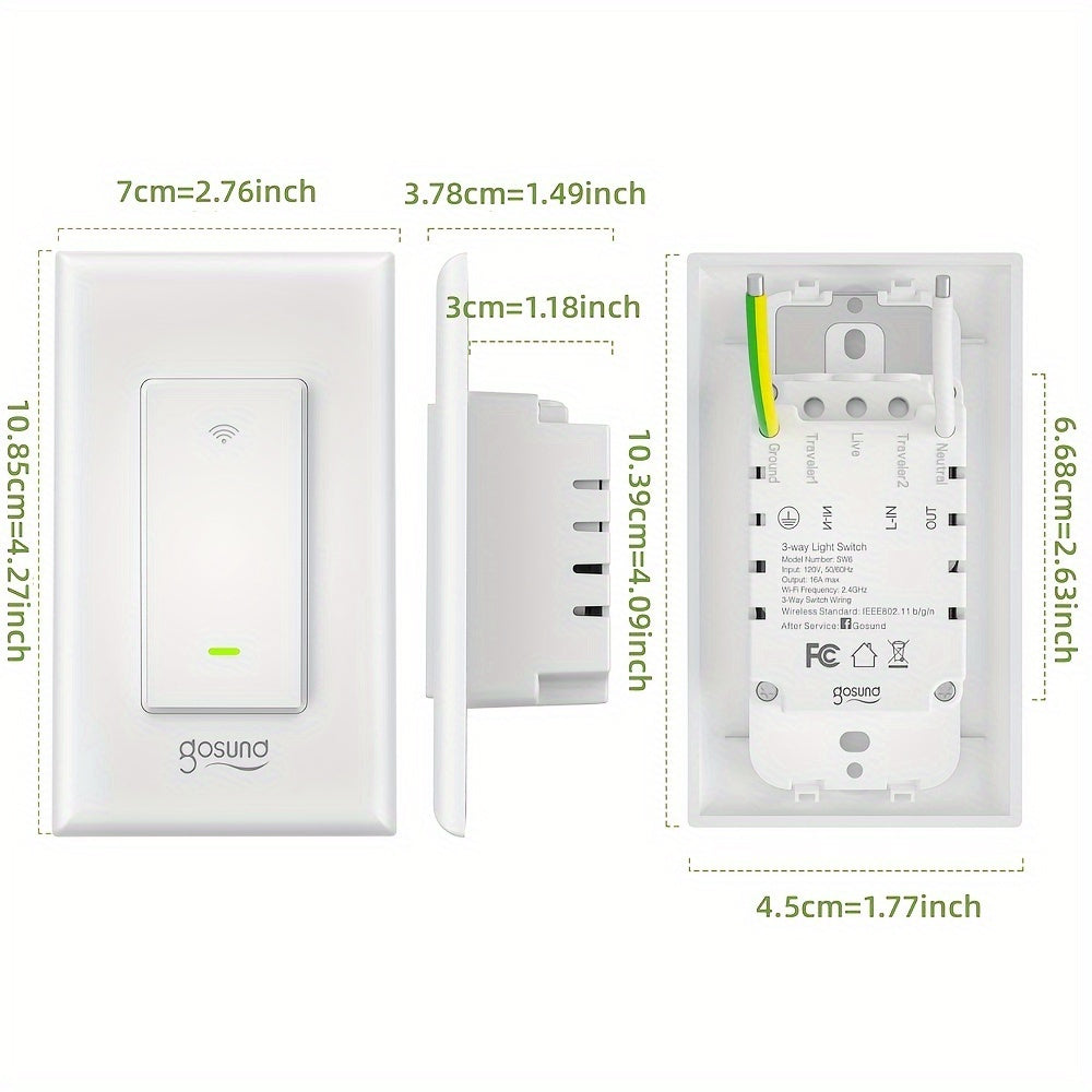 Gosund Smart Switch 3 Way Single Pole WiFi Voice Control