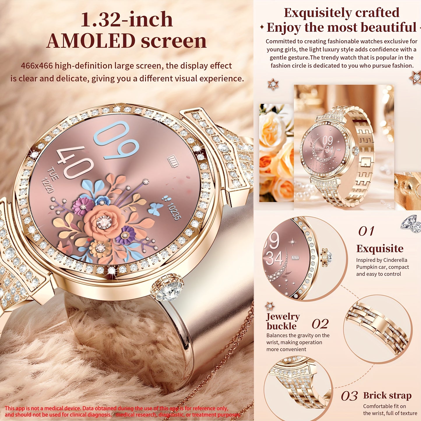 SGDDFIT Smart Watch AMOLED Display For Women With Call Features