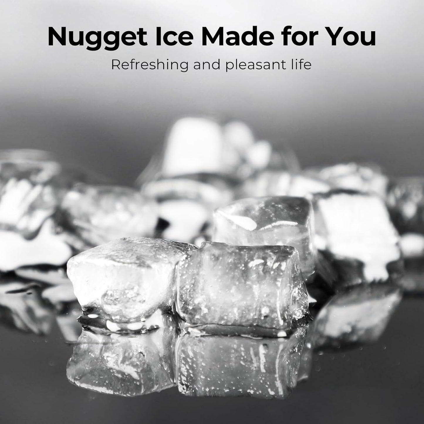 Nugget Ice Maker Countertop | 26 Lbs/Day 35 Lbs/Day Pebble Ice, Sonic Ice, Bullet Ice, Cube Ice | Self-Cleaning, Stainless Steel Black, With Ice Scoop And Basket For Home & Kitchen