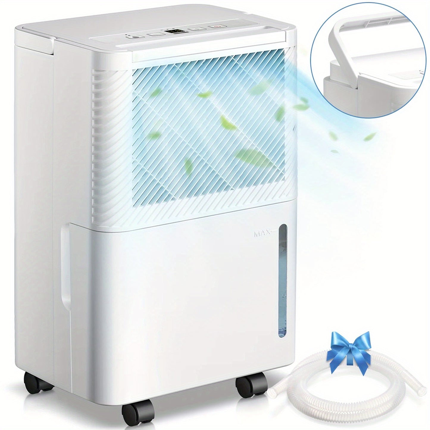 2300 Sq.Ft Max 50 Pint/Day (Standard 22Pint/Day) Dehumidifier, 24H Timer, Auto Shut Off, Smart Control, Sleep Mode, 4.8L(1.2 Gal) Water Tank, Wheels & Handle, 30-80% Humidity Control for Home/ Bedroom/ Basement.