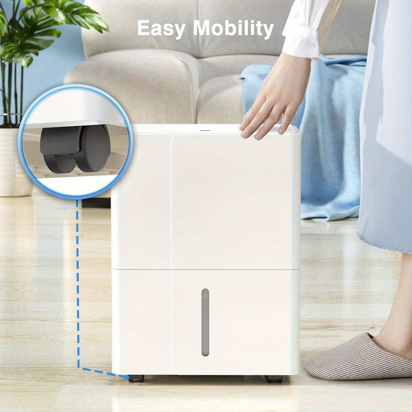 2300 Sq.Ft Max 50 Pint/Day (Standard 22Pint/Day) Dehumidifier, 24H Timer, Auto Shut Off, Smart Control, Sleep Mode, 4.8L(1.2 Gal) Water Tank, Wheels & Handle, 30-80% Humidity Control for Home/ Bedroom/ Basement.