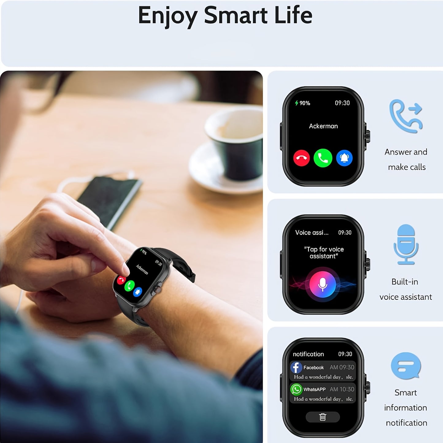 Marsyu Smartwatch Magnetic Charging For Android And iOS